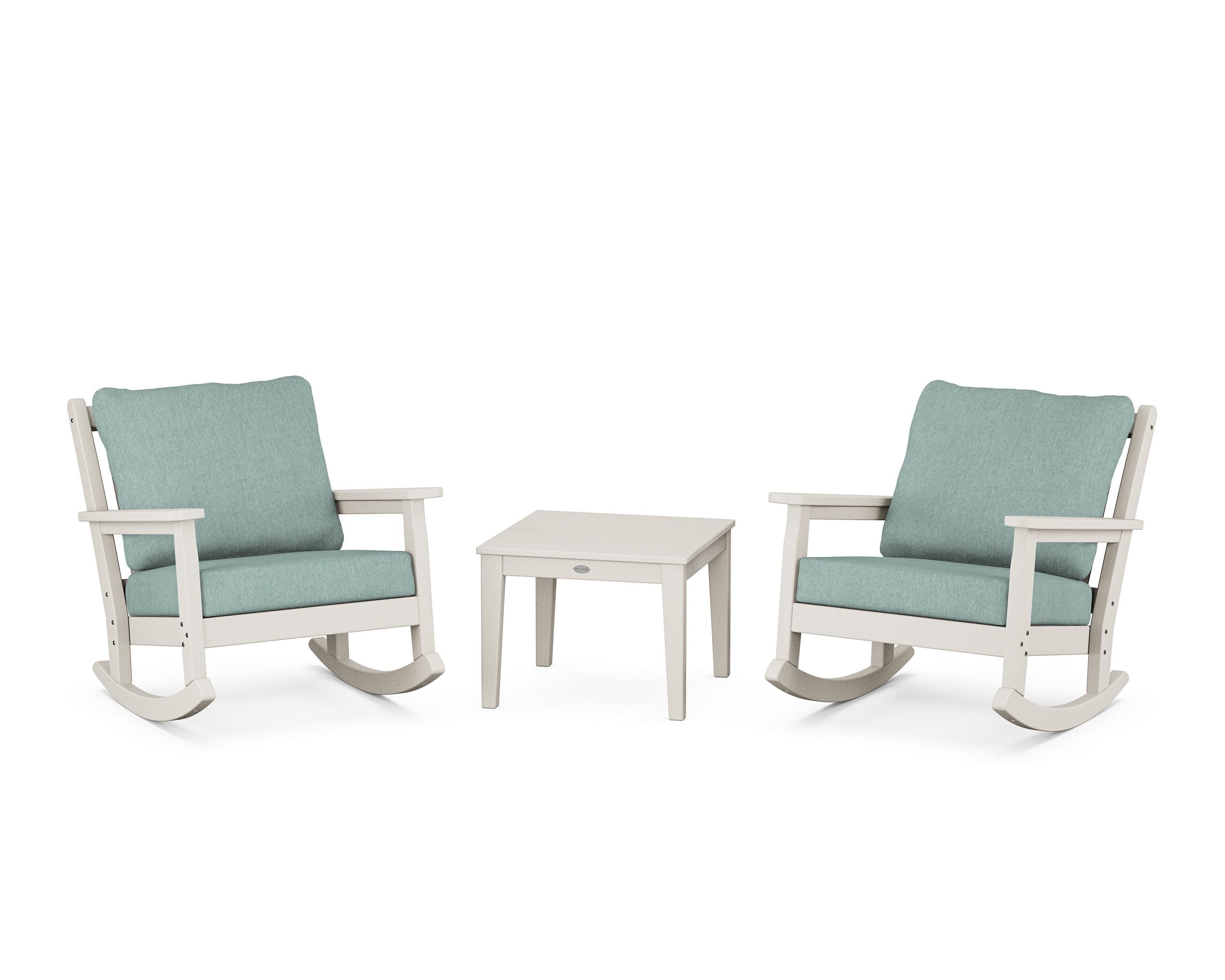 Chippendale 3-Piece Deep Seating Rocker Set in Sand / Glacier Spa