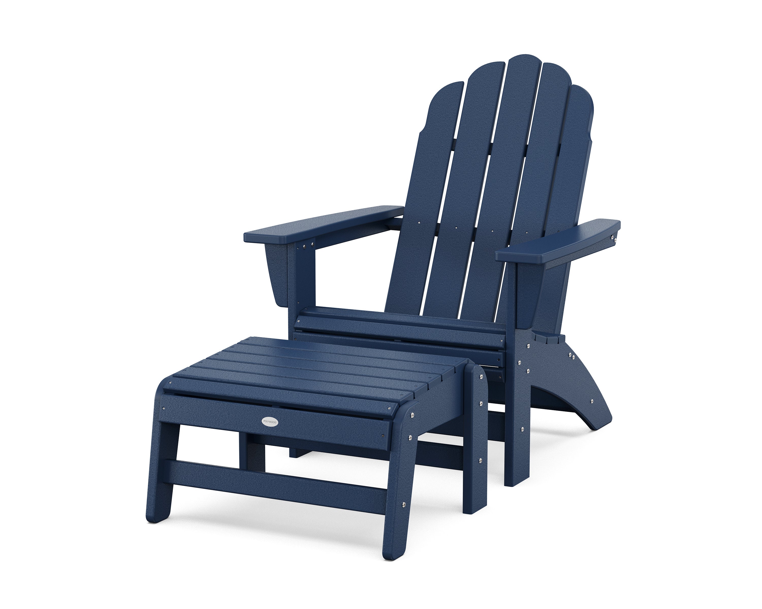 Vineyard Grand Adirondack Chair with Ottoman in Navy