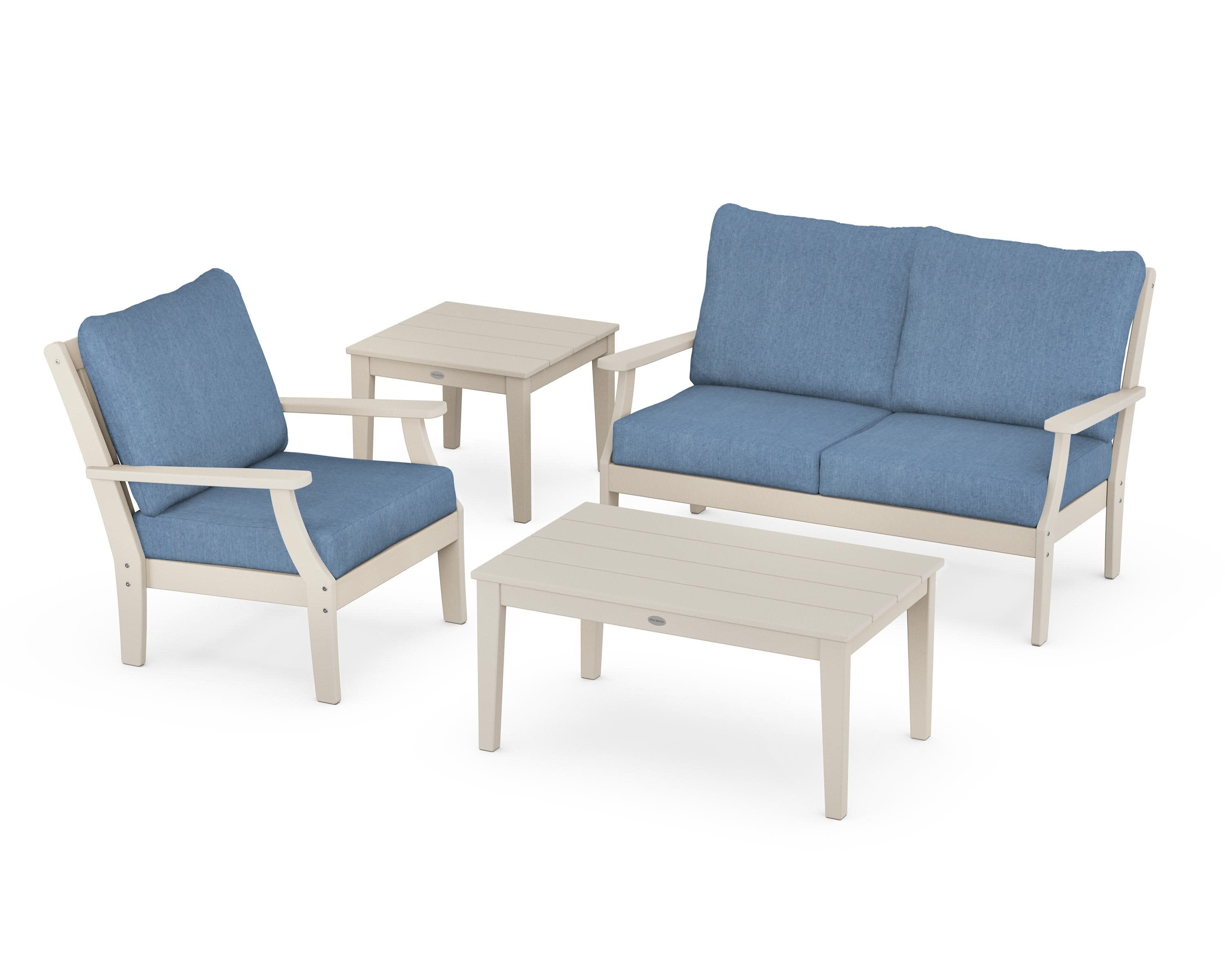 Braxton 4-Piece Deep Seating Set in Sand / Sky Blue