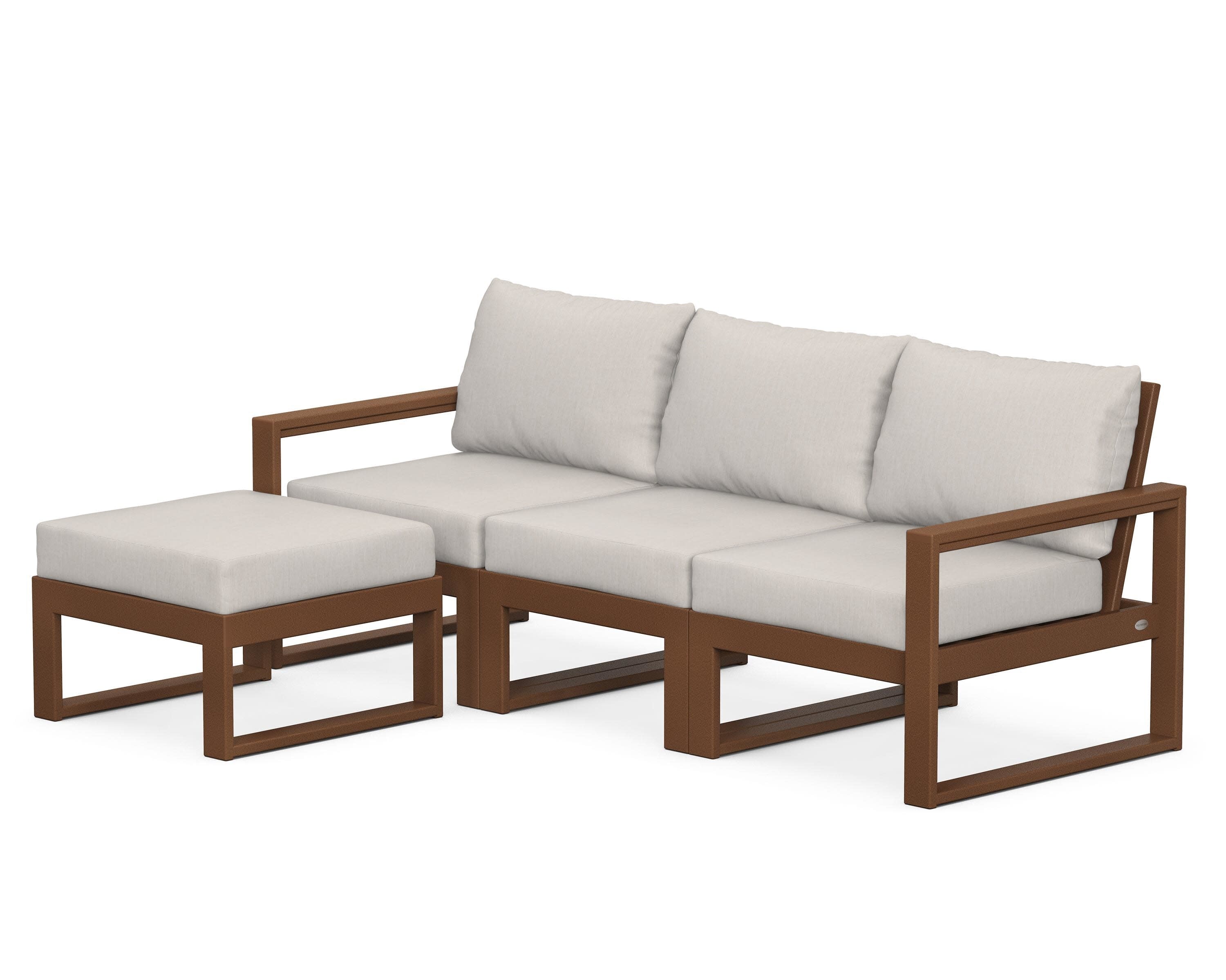 EDGE 4-Piece Modular Deep Seating Set with Ottoman in Teak / Cast Ash