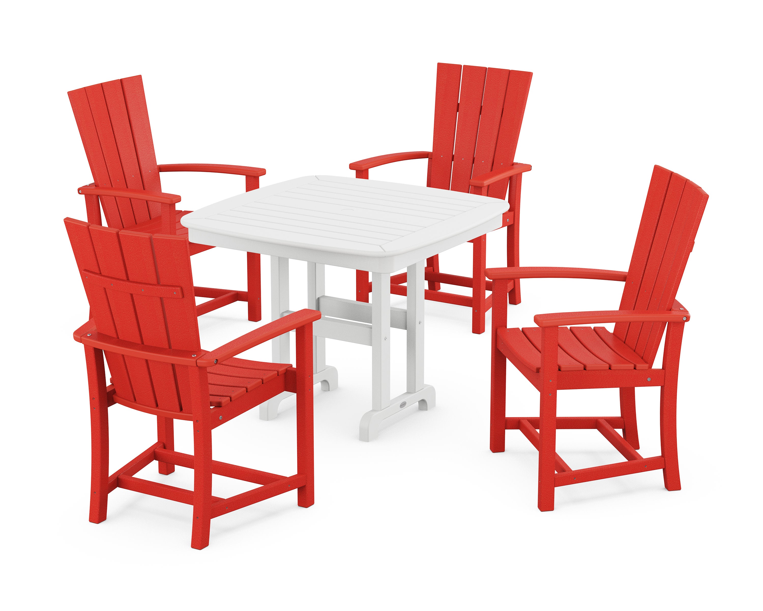 Quattro 5-Piece Dining Set in Sunset Red / White