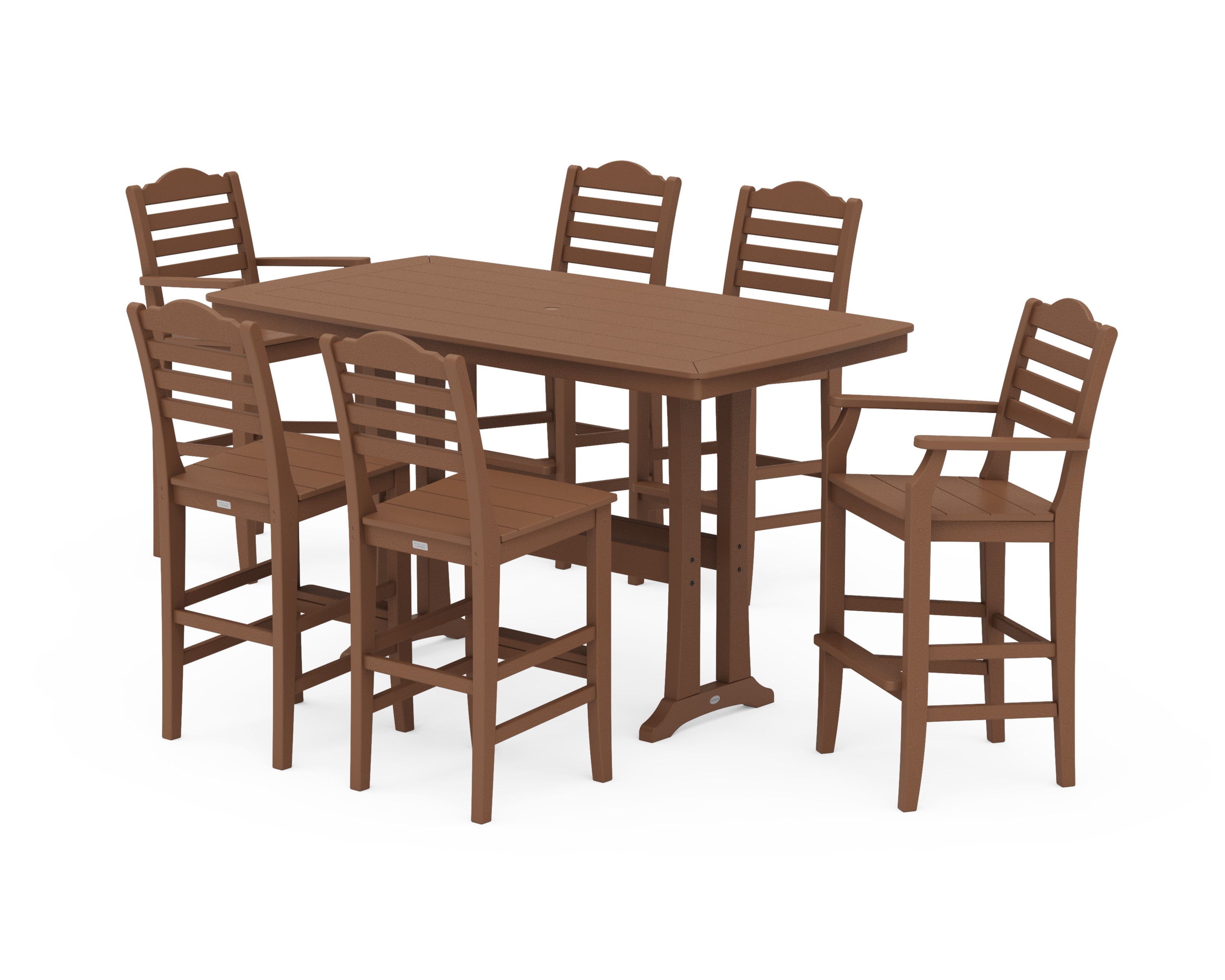 Savannah 7-Piece Bar Set with Trestle Legs in Teak