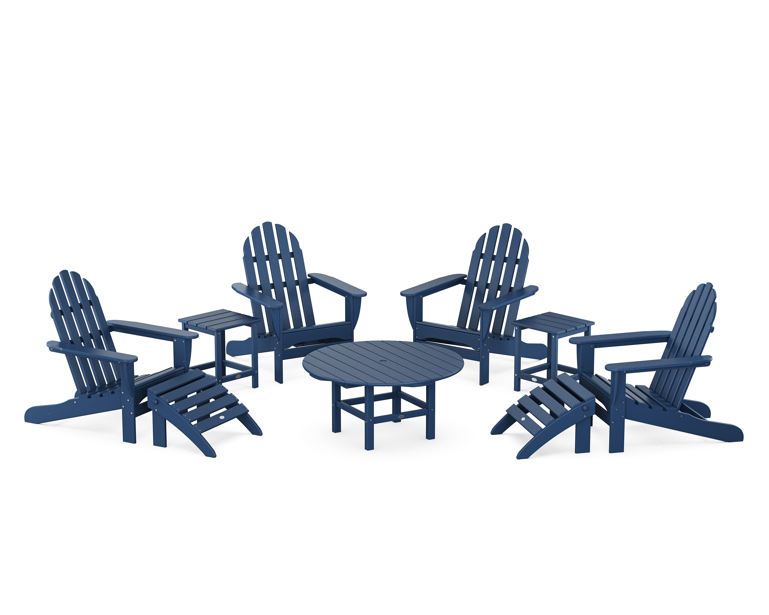 Classic Adirondack Chair 9-Piece Conversation Set in Navy