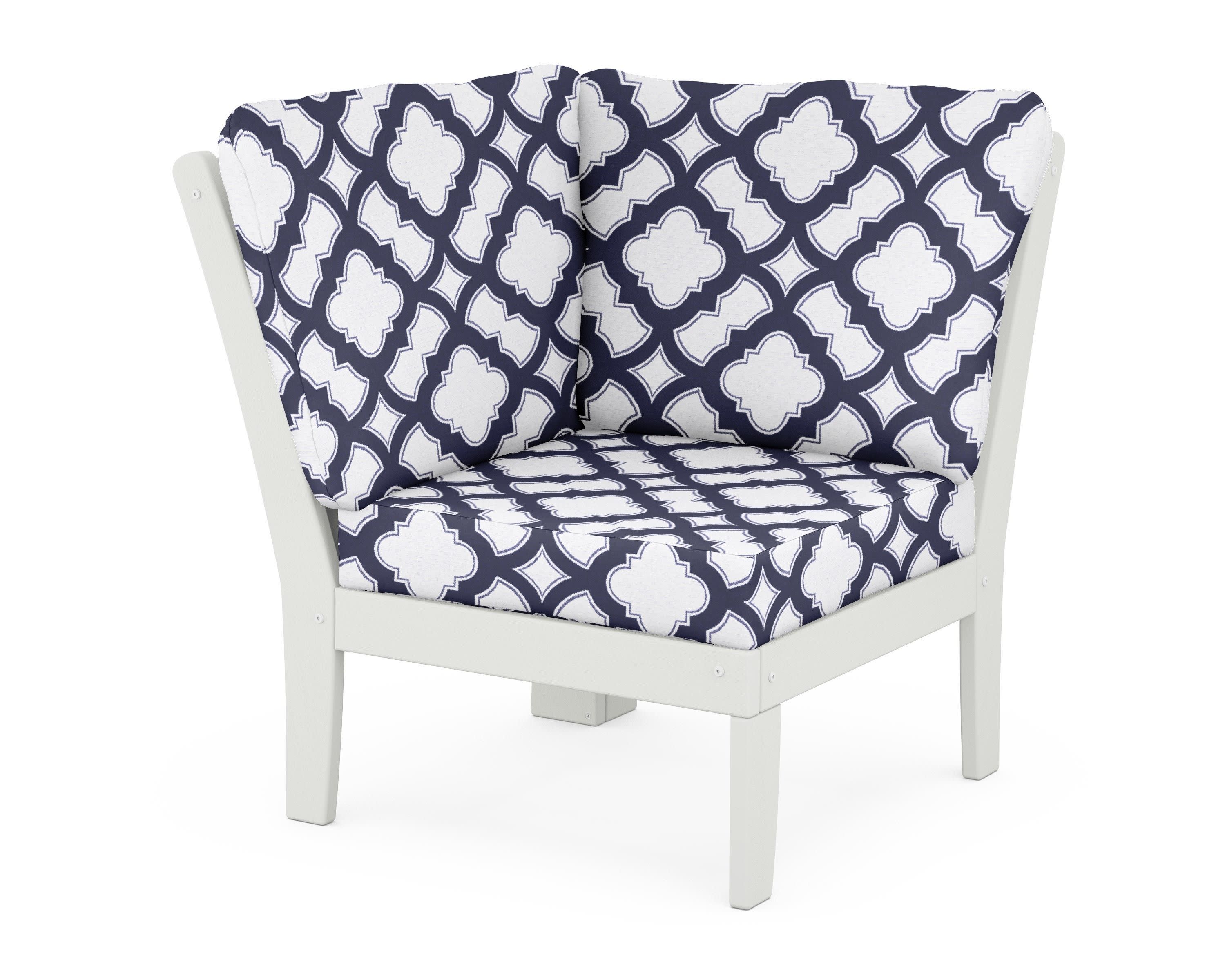 Braxton Modular Corner Chair in Vintage White / Trellis Navy