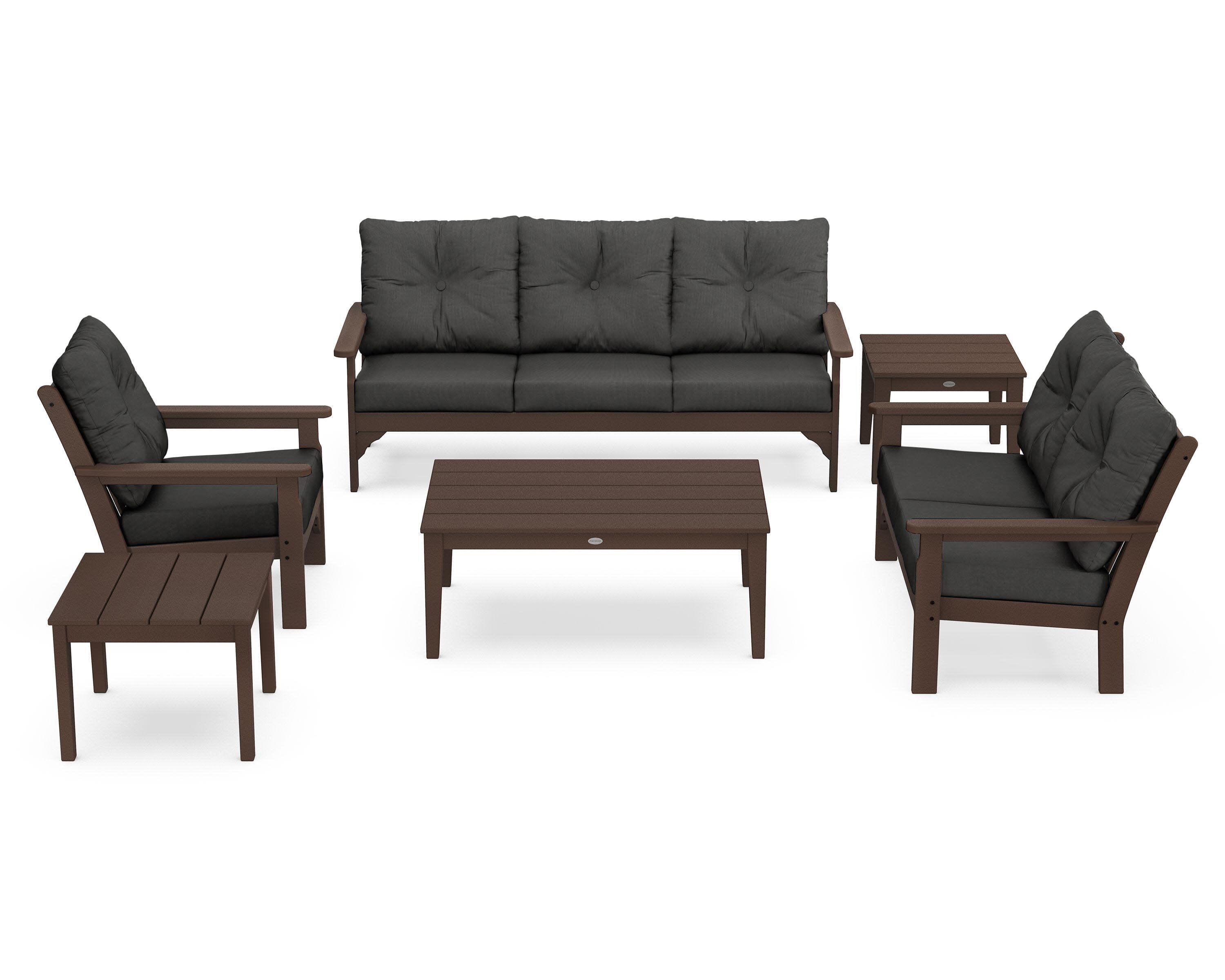Vineyard 6-Piece Deep Seating Set in Mahogany / Spectrum Carbon