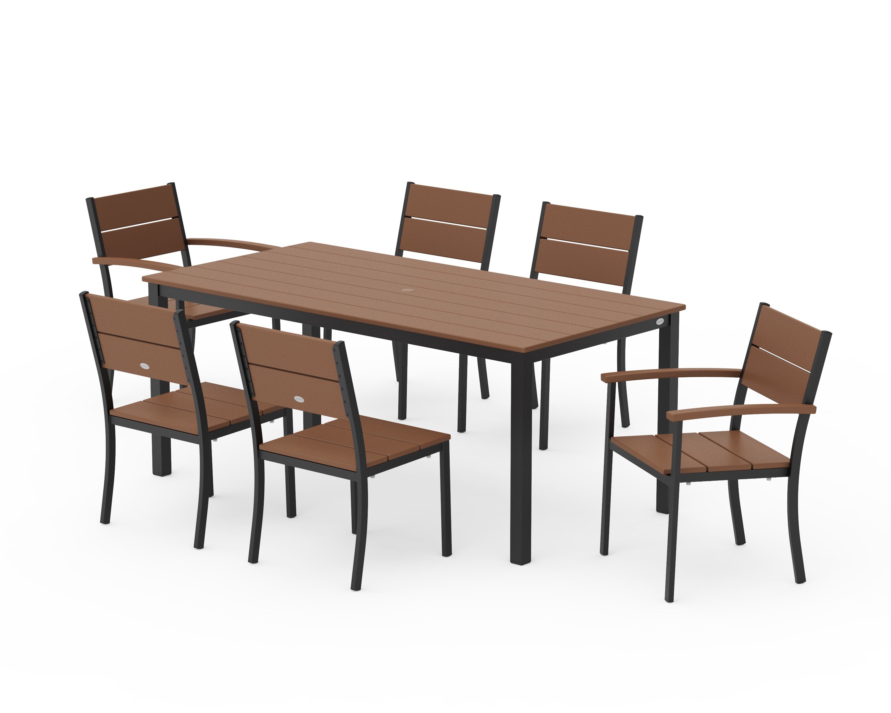 Main Street 7-Piece Dining Set in Black / Teak