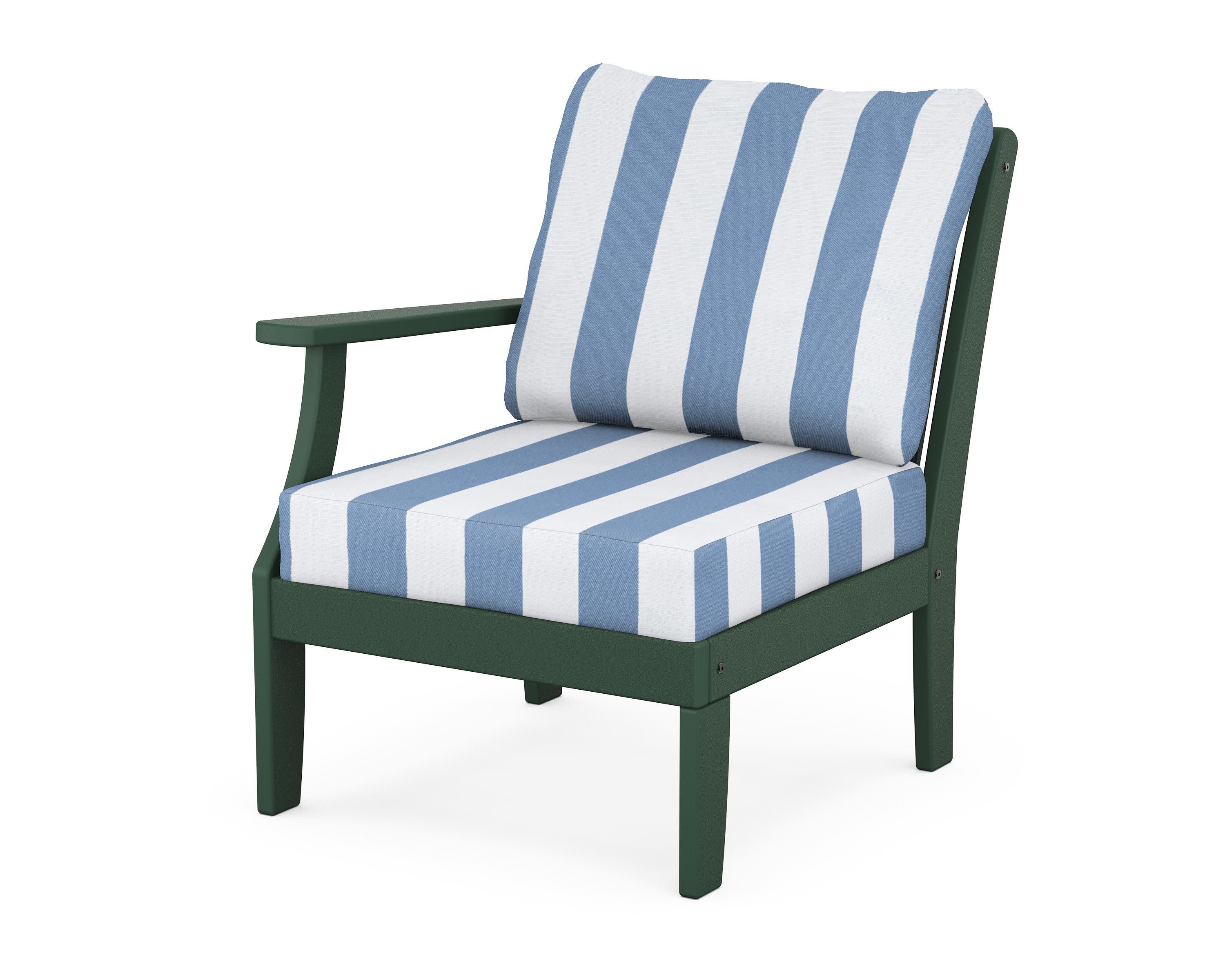 Braxton Modular Left Arm Chair in Green / Cabana Stripe Sky Blue