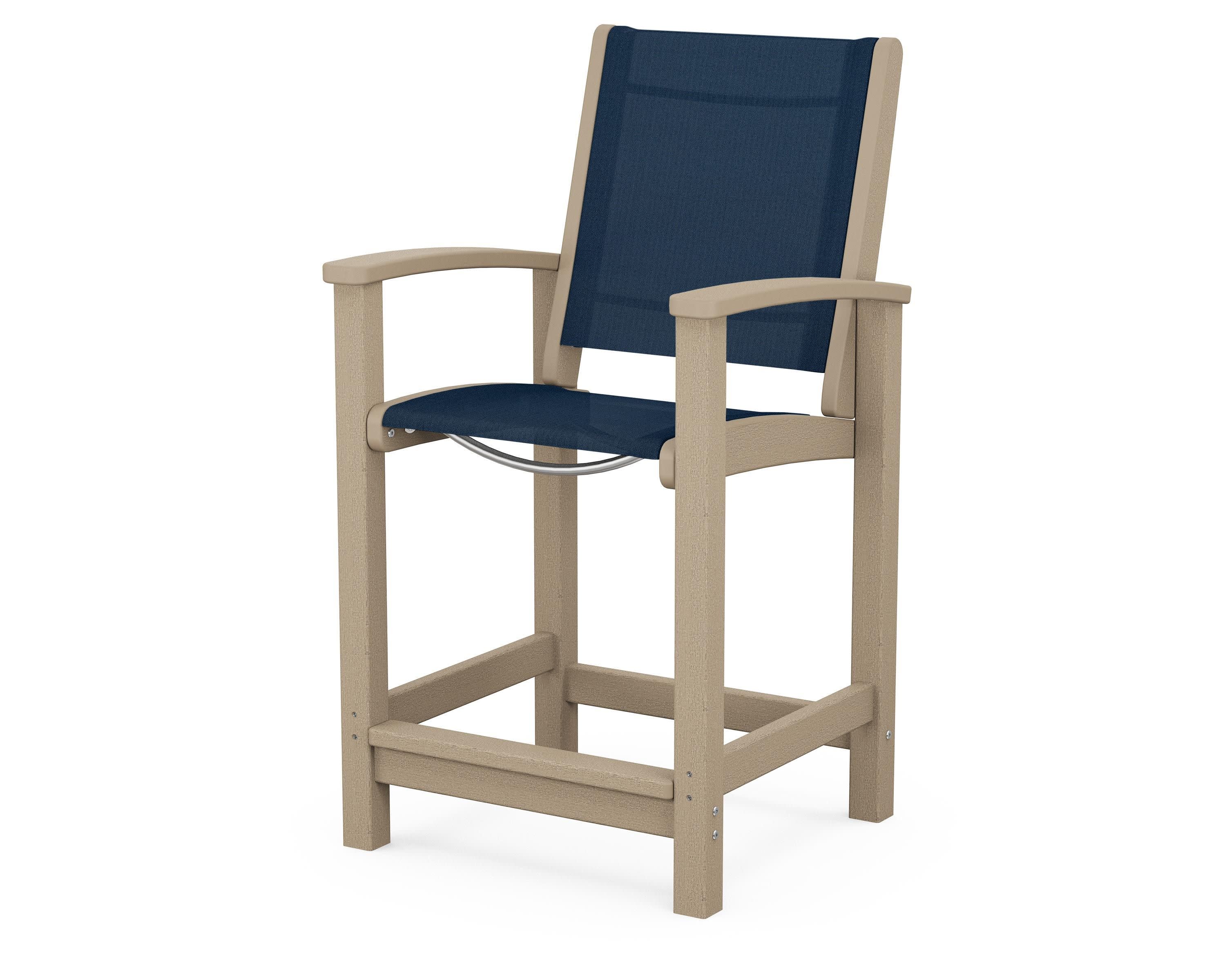 Coastal Counter Chair in Vintage Sahara / Navy Blue Sling
