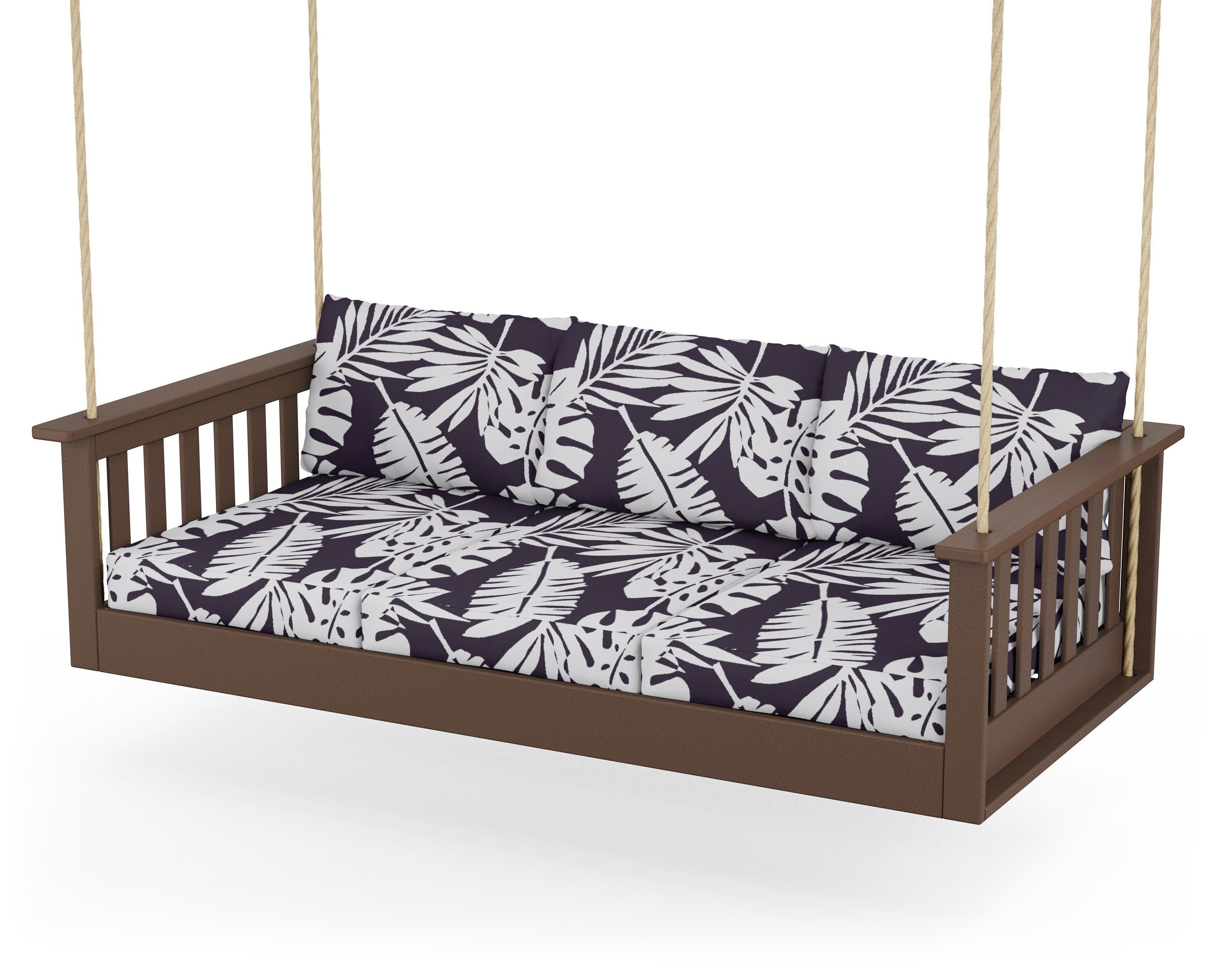 Vineyard Daybed Swing in Mahogany / Leaf Navy
