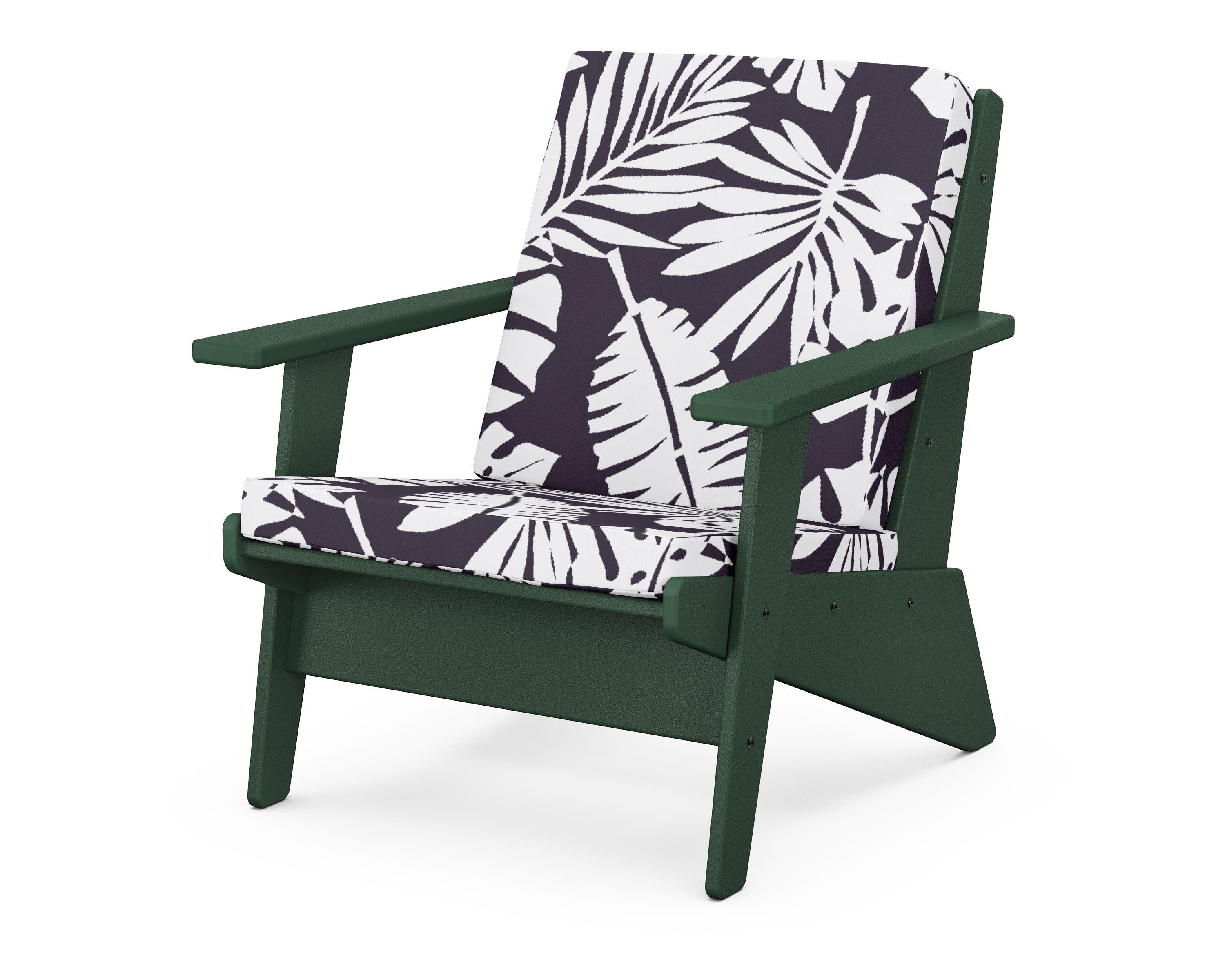 Riviera Modern Lounge Chair in Green / Leaf Navy