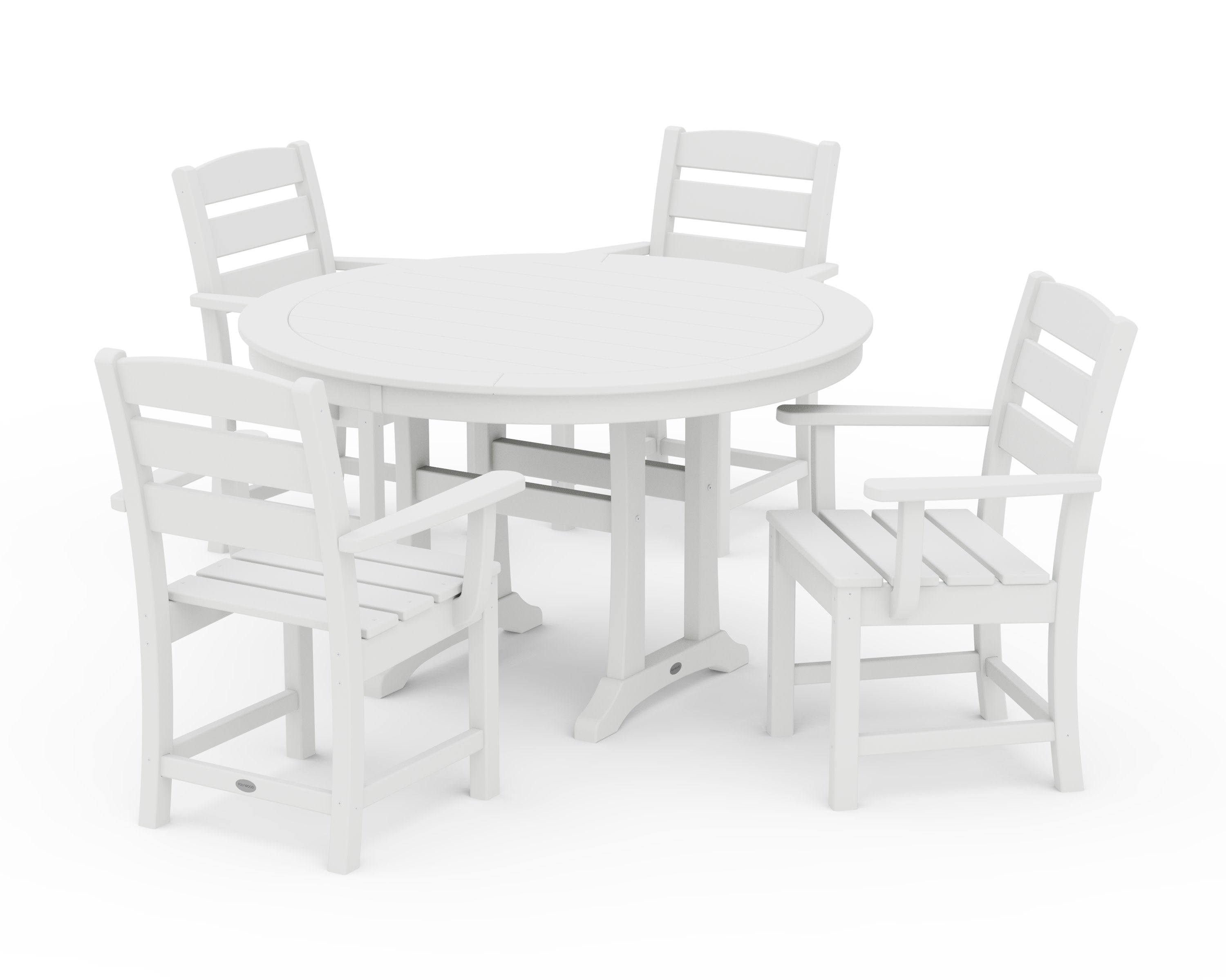 Lakeside 5-Piece Round Dining Set with Trestle Legs in White