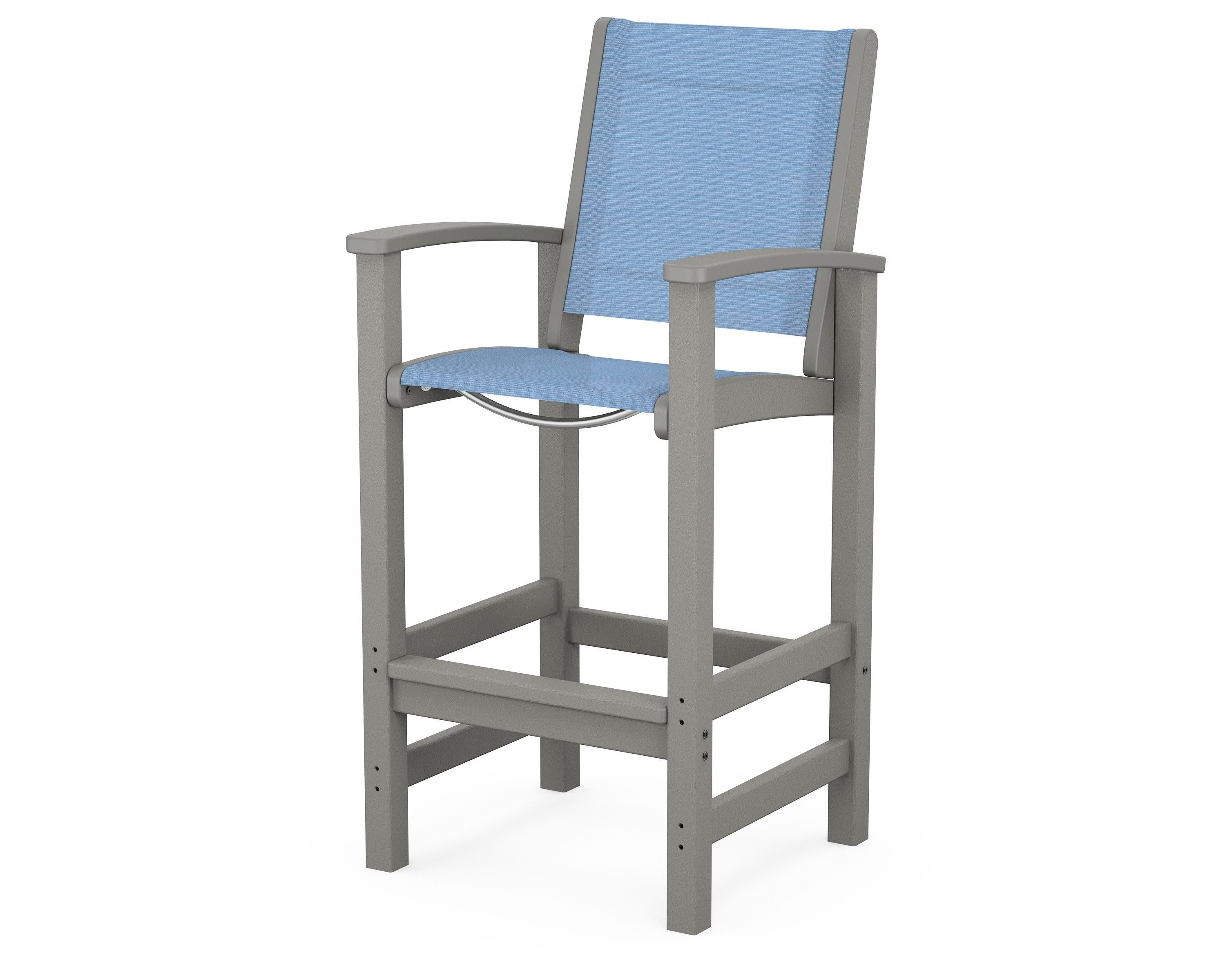 Coastal Bar Chair in Slate Grey / Poolside Sling