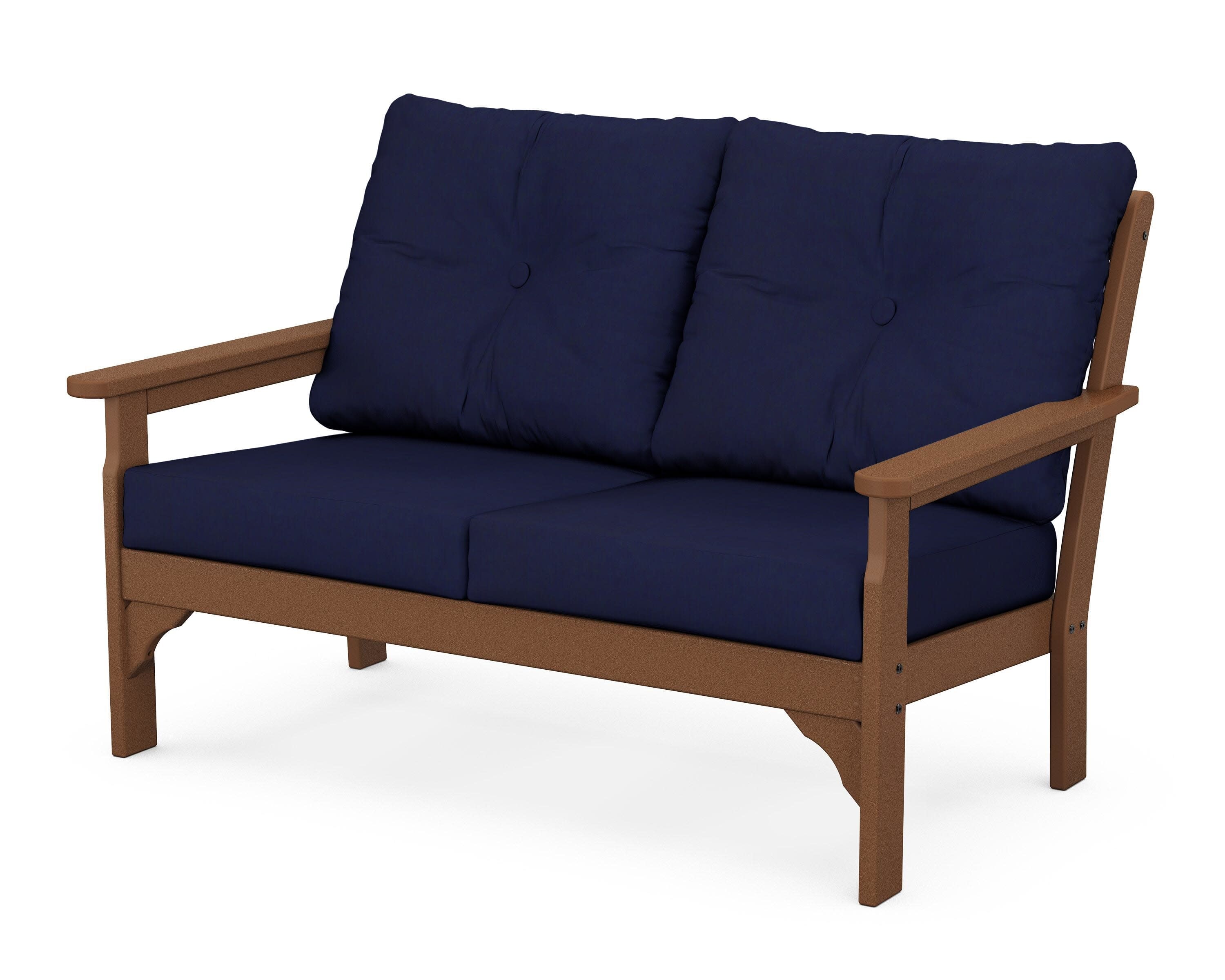 Vineyard Deep Seating Loveseat in Teak / Navy