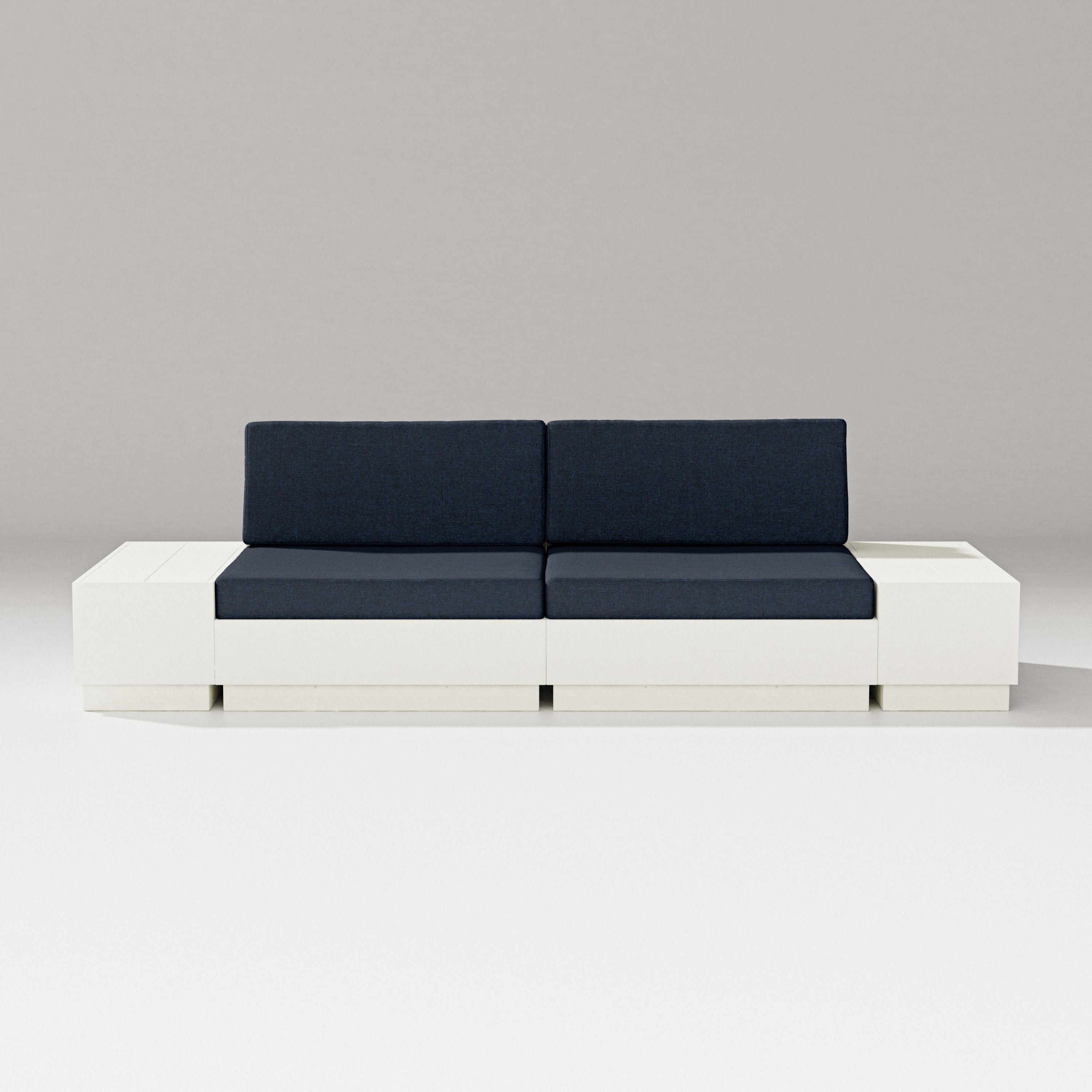 Elevate 4-Piece Loveseat Sectional in Vintage White / Marine Indigo