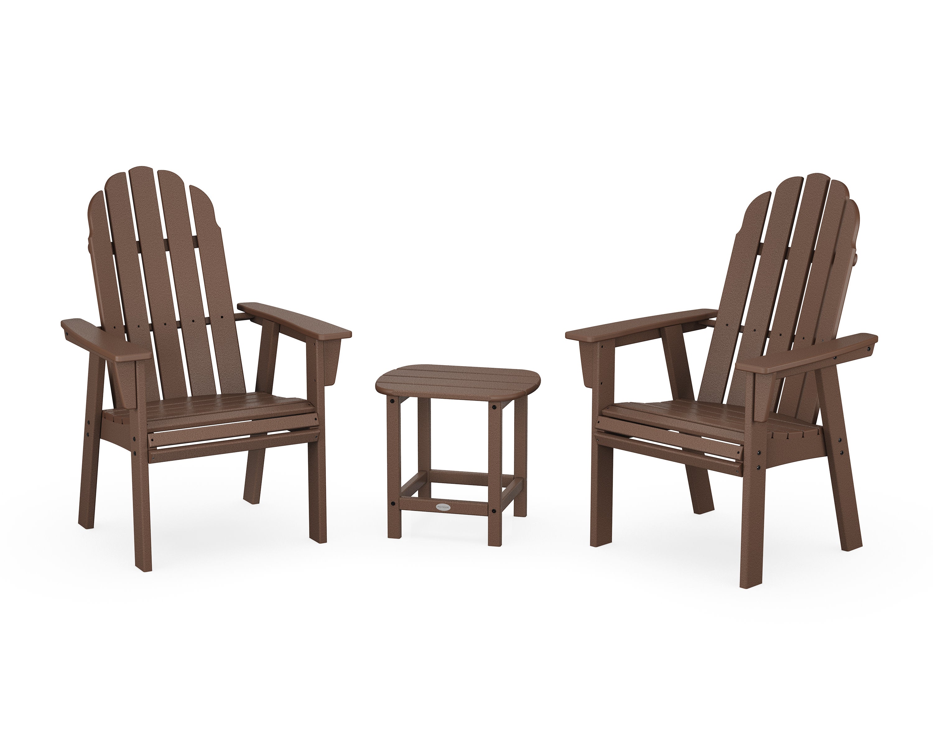 Vineyard 3-Piece Curveback Upright Adirondack Chair Set in Mahogany