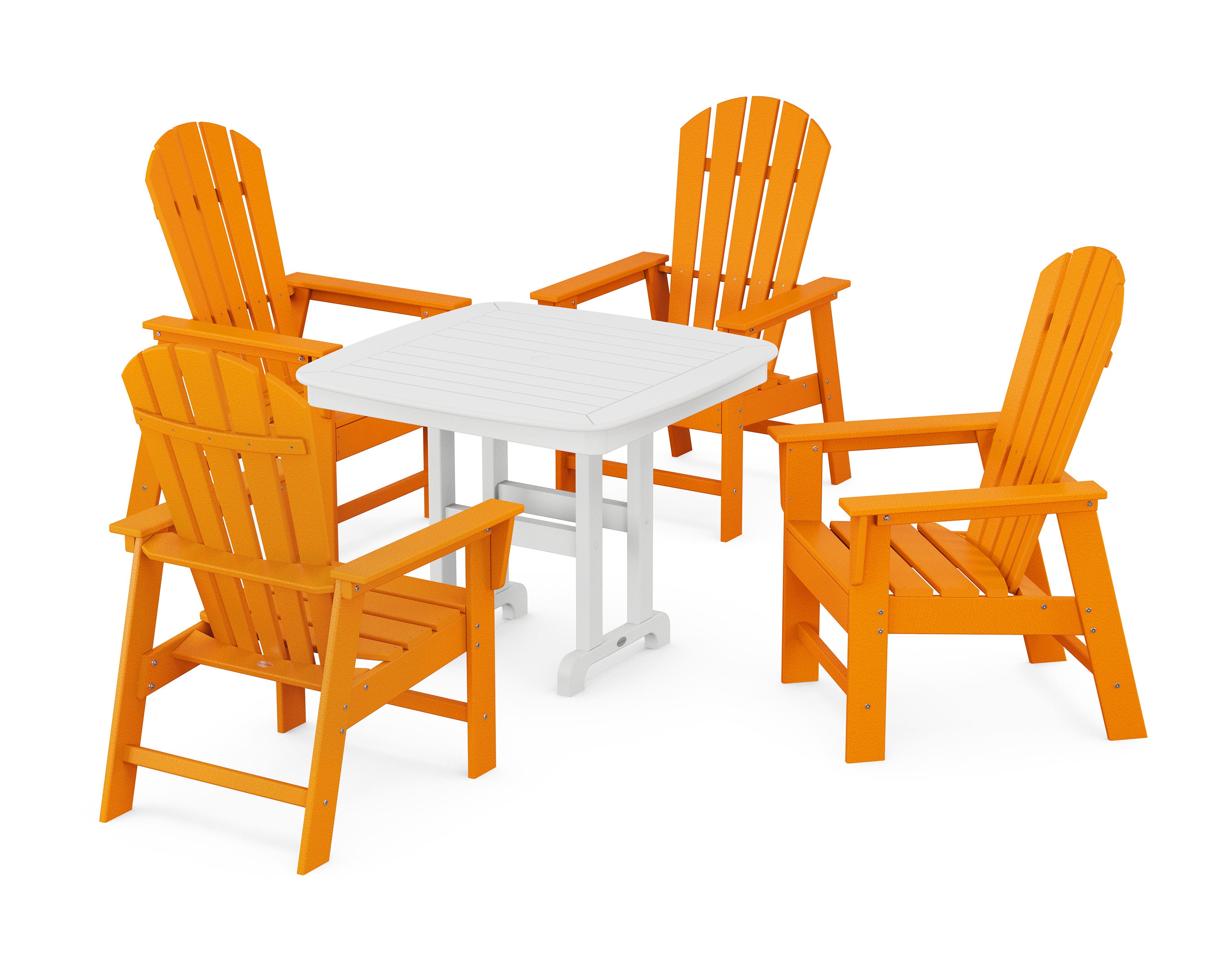 South Beach 5-Piece Dining Set in Tangerine / White