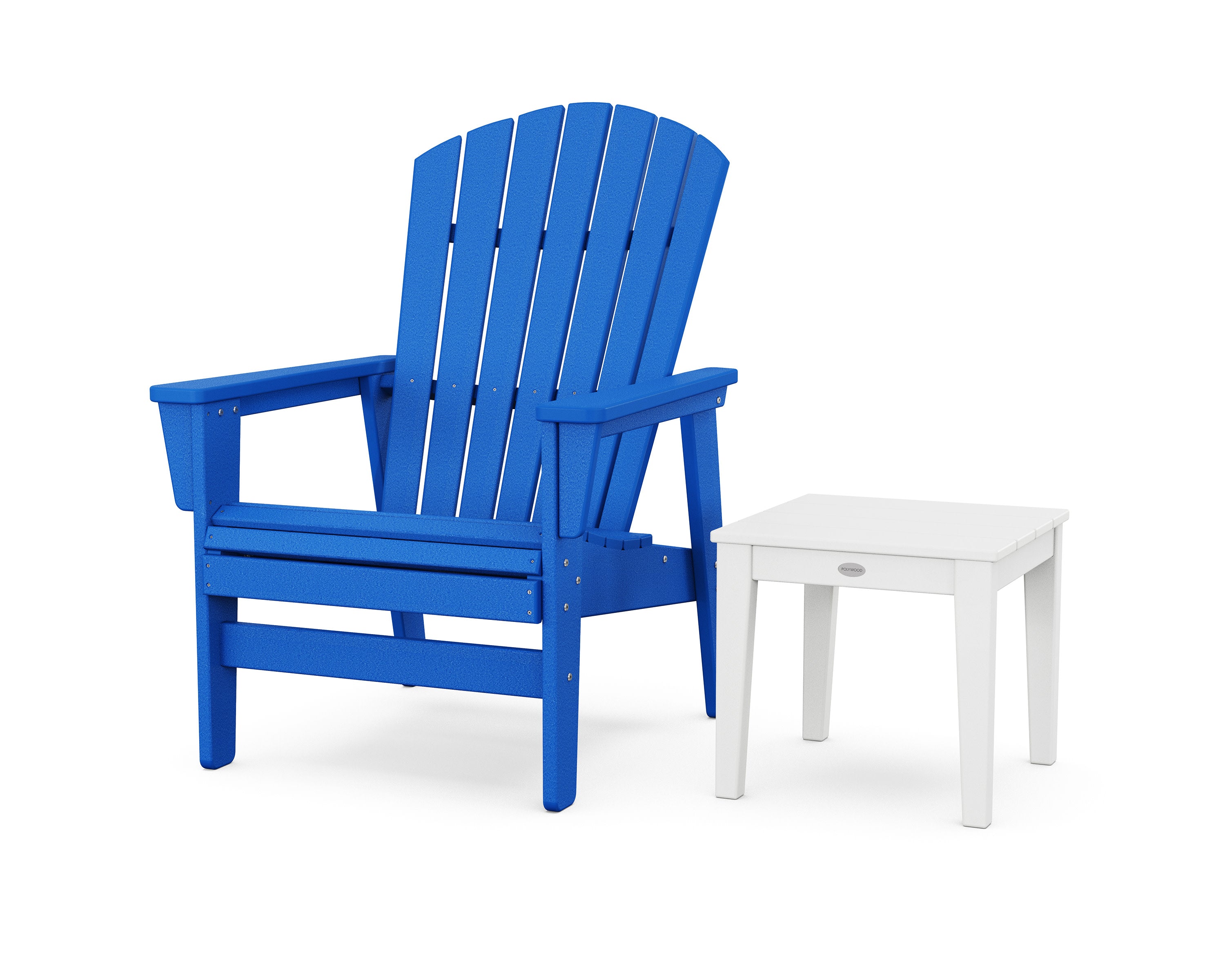 Nautical Grand Upright Adirondack Chair with Side Table in Pacific Blue / White