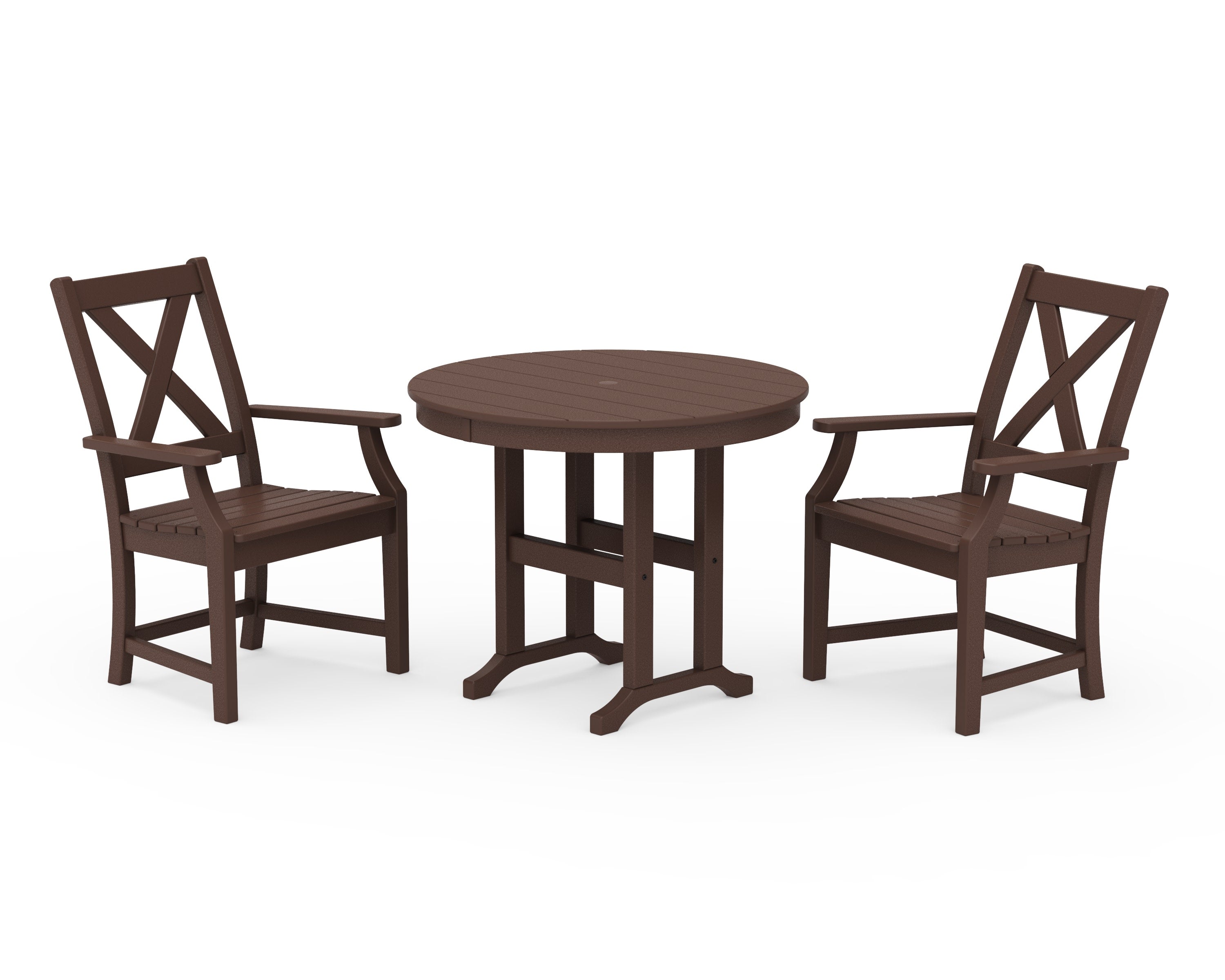 Braxton 3-Piece Round Dining Set in Mahogany