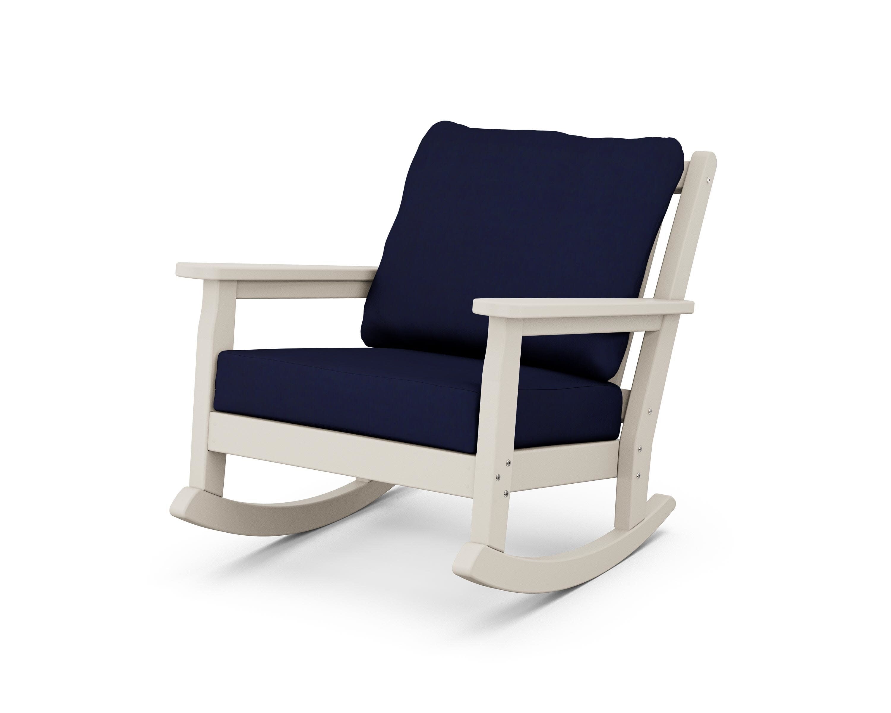 Chippendale Deep Seating Rocking Chair in Sand / Navy