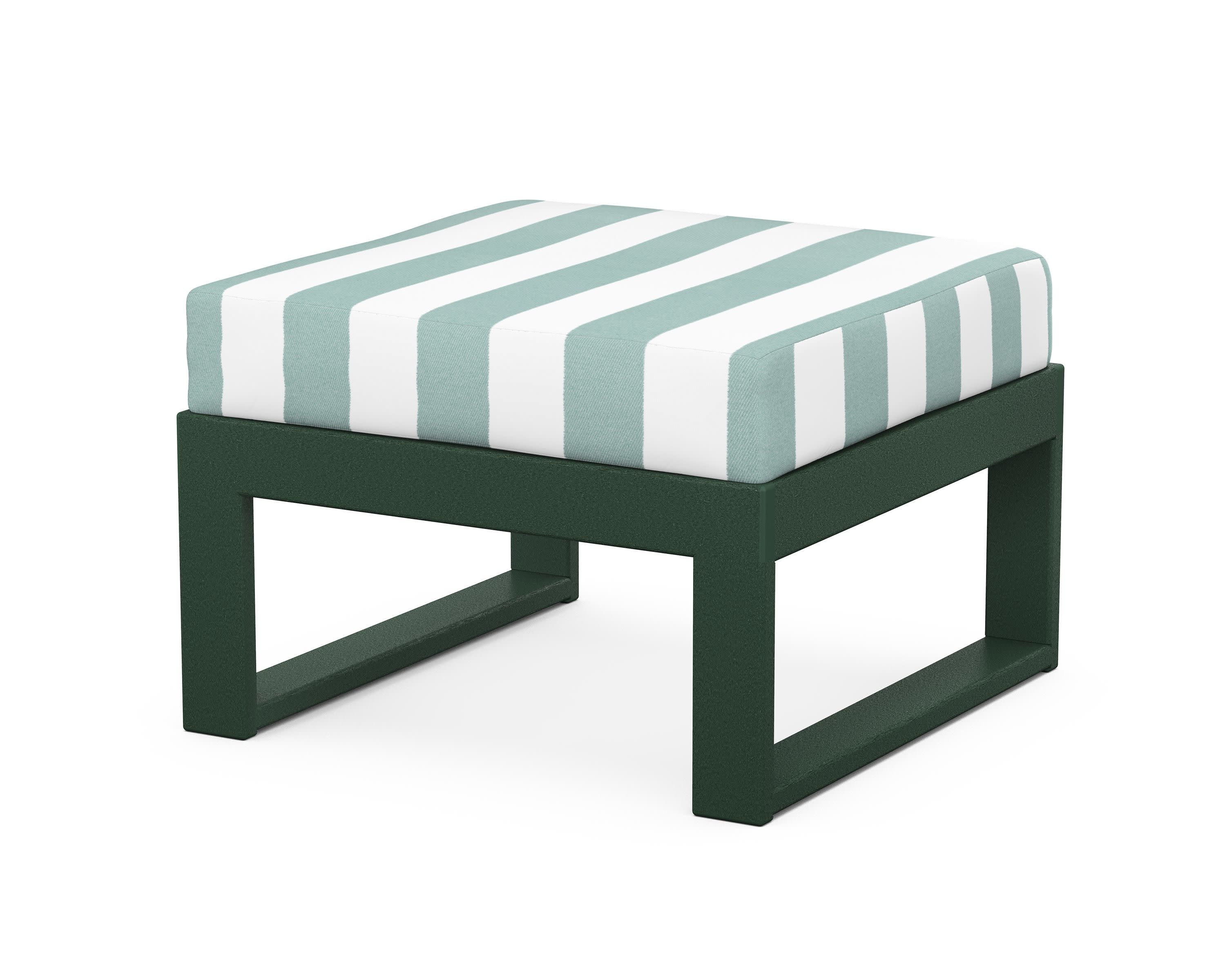 Modular Ottoman - Modern in Green / Cabana Stripe Glacier Spa