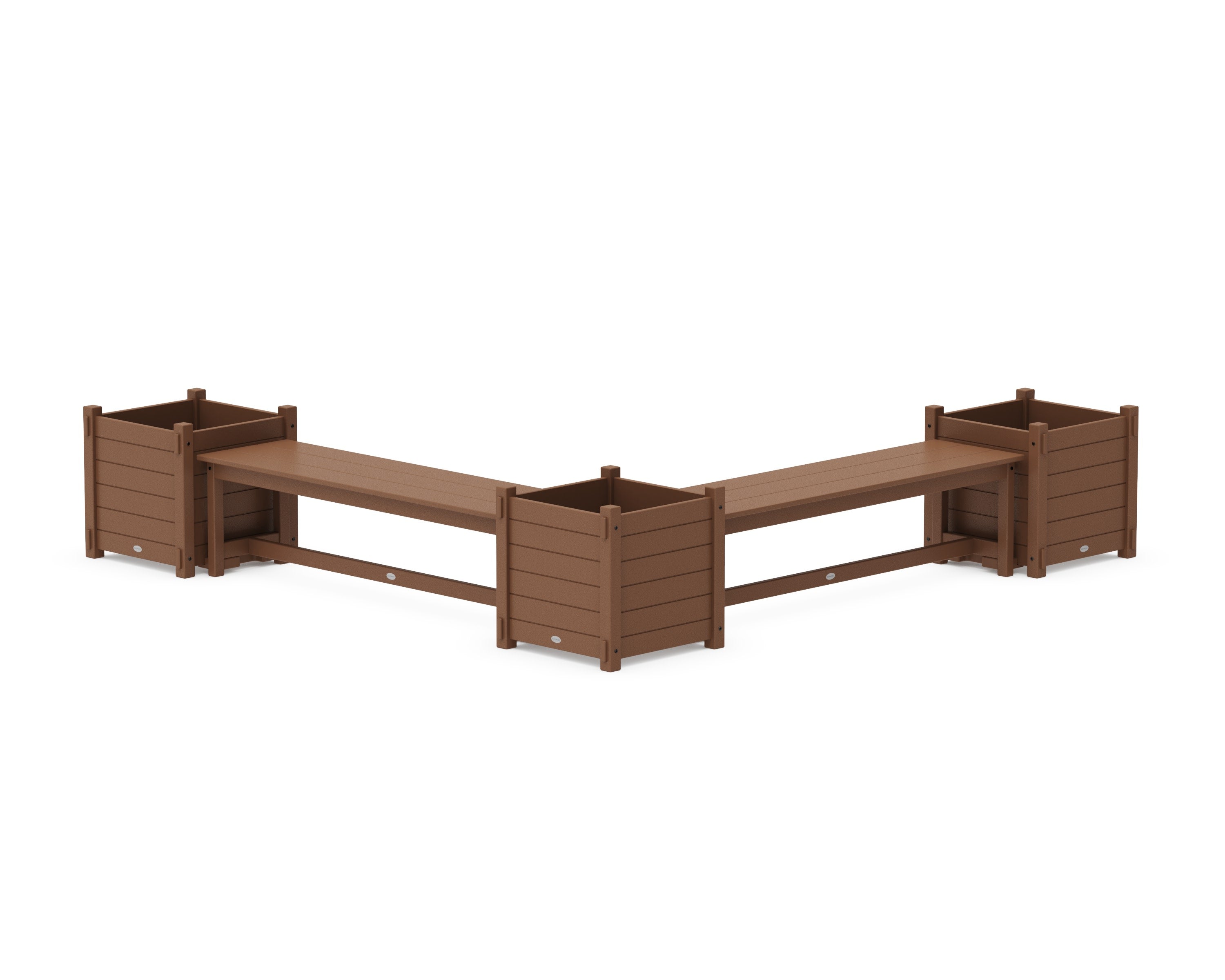 60" Nautical L- Shaped Planter Bench Corner Set - Large in Teak