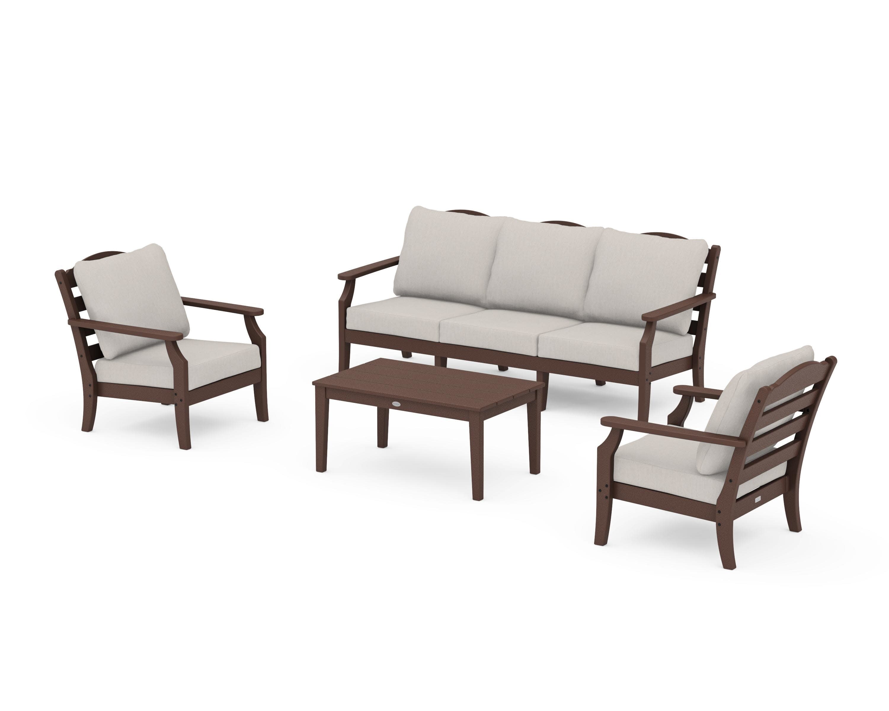 Savannah 4-Piece Deep Seating Set with Sofa in Mahogany / Cast Ash