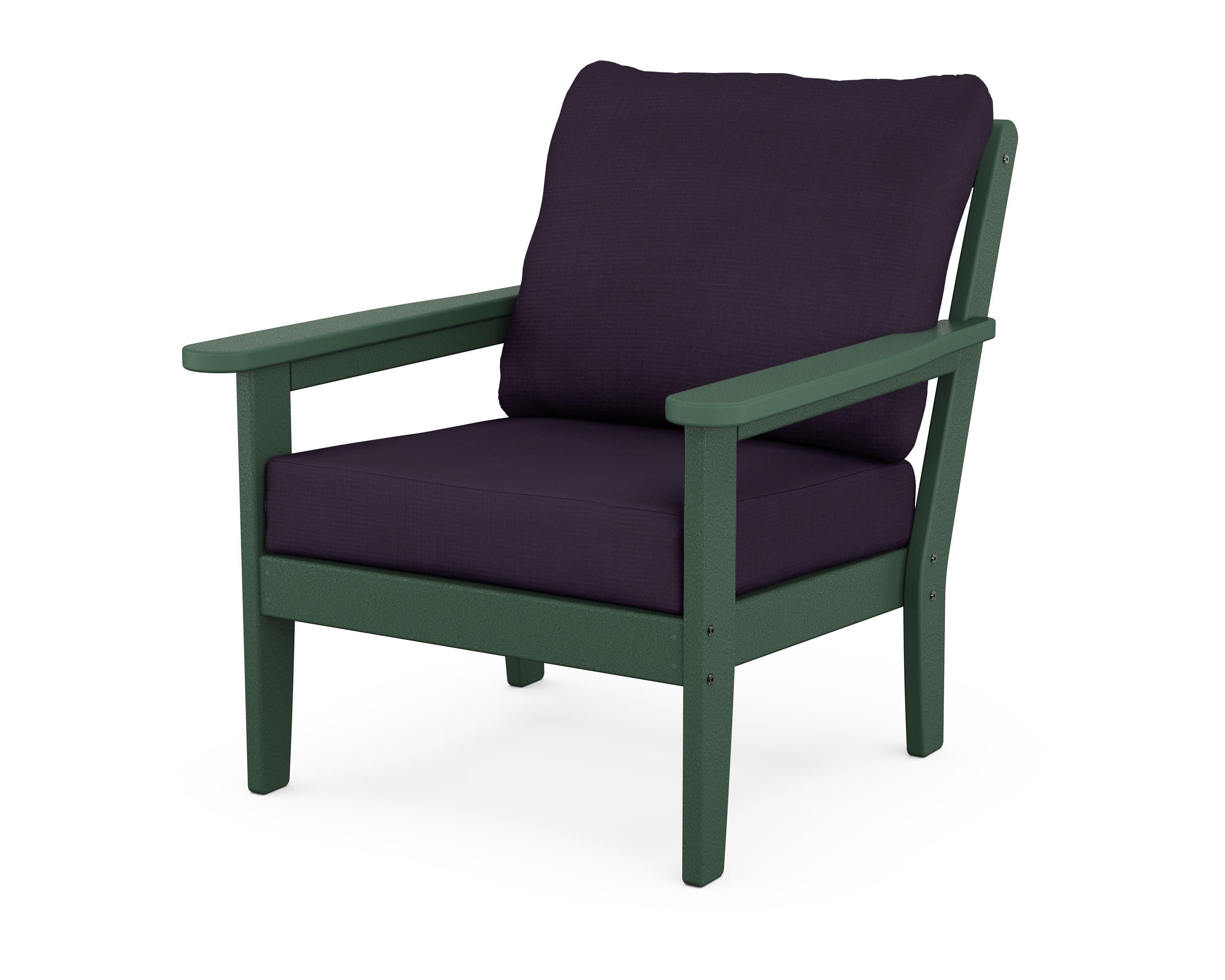 Cottage Deep Seating Chair in Green / Navy Linen