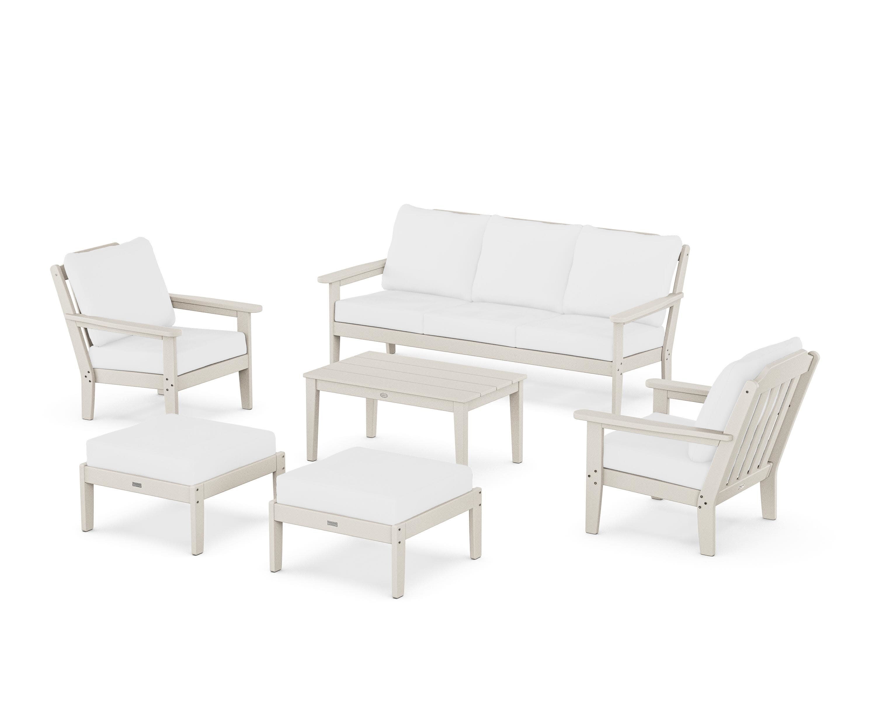 Cottage 6-Piece Lounge Sofa Set in Sand / Natural