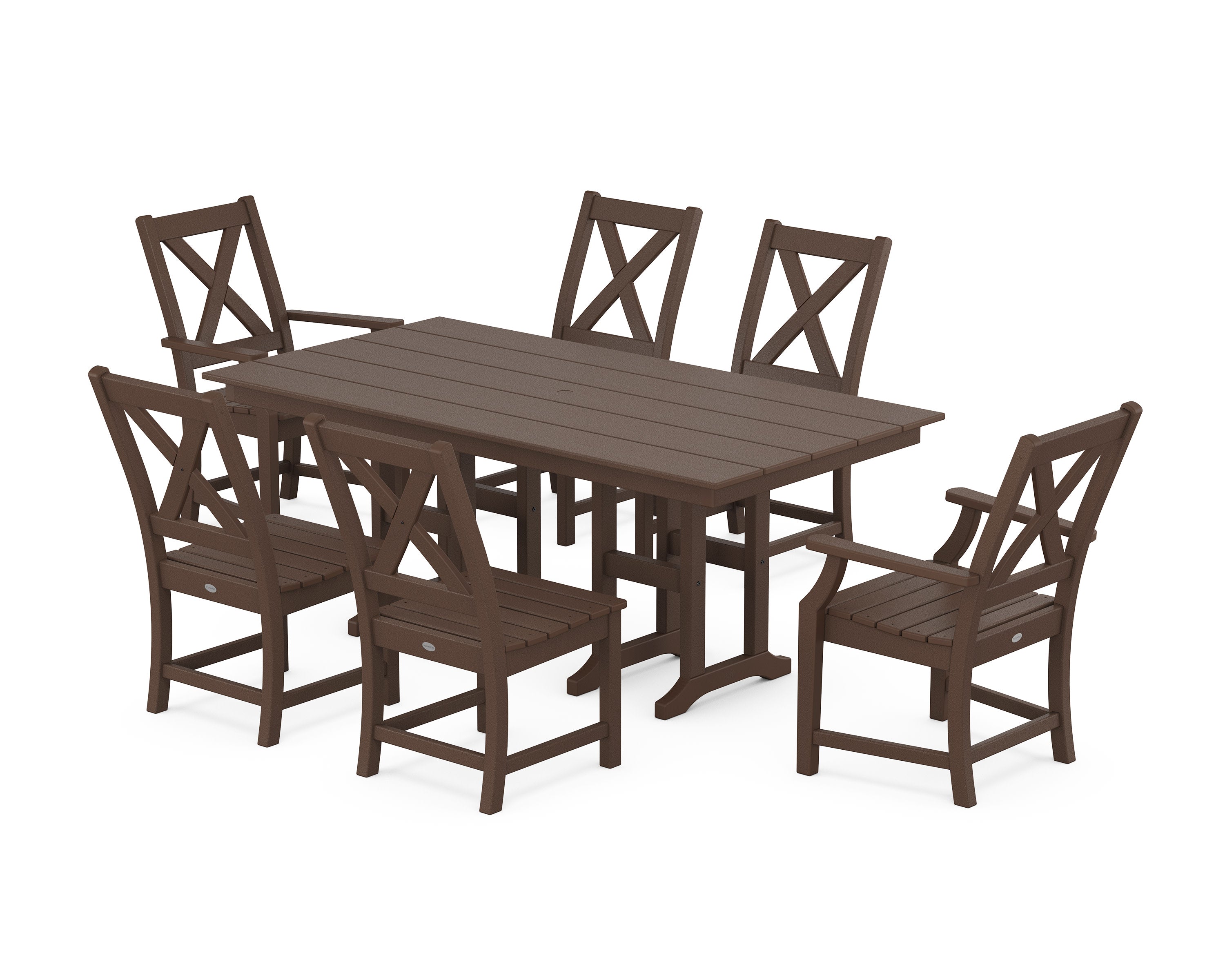 Braxton 7-Piece Farmhouse Dining Set in Mahogany