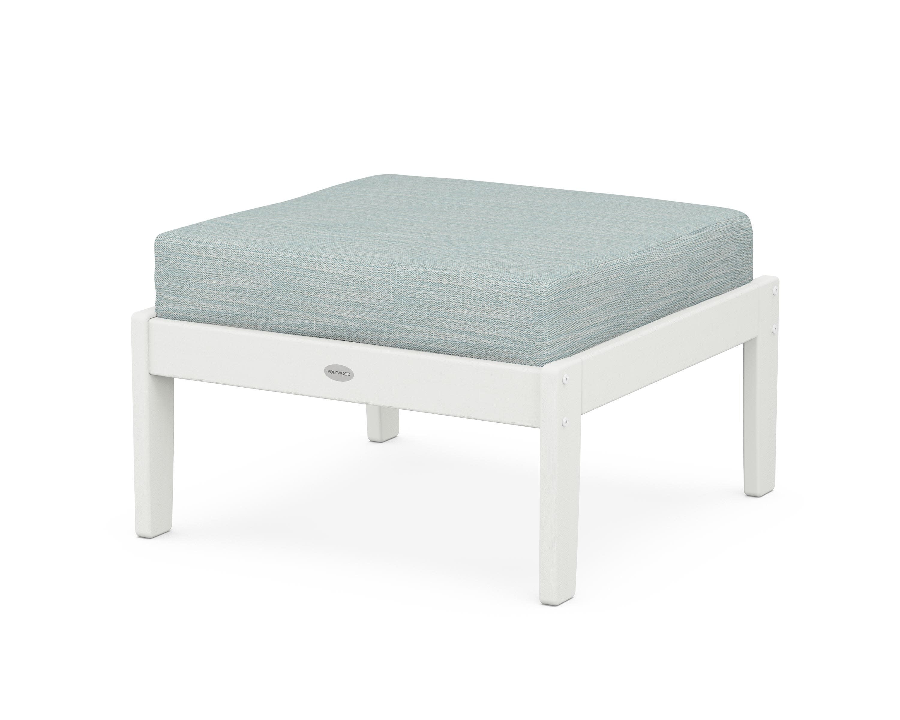 Braxton Deep Seating Ottoman in Vintage White / Soothe Mist