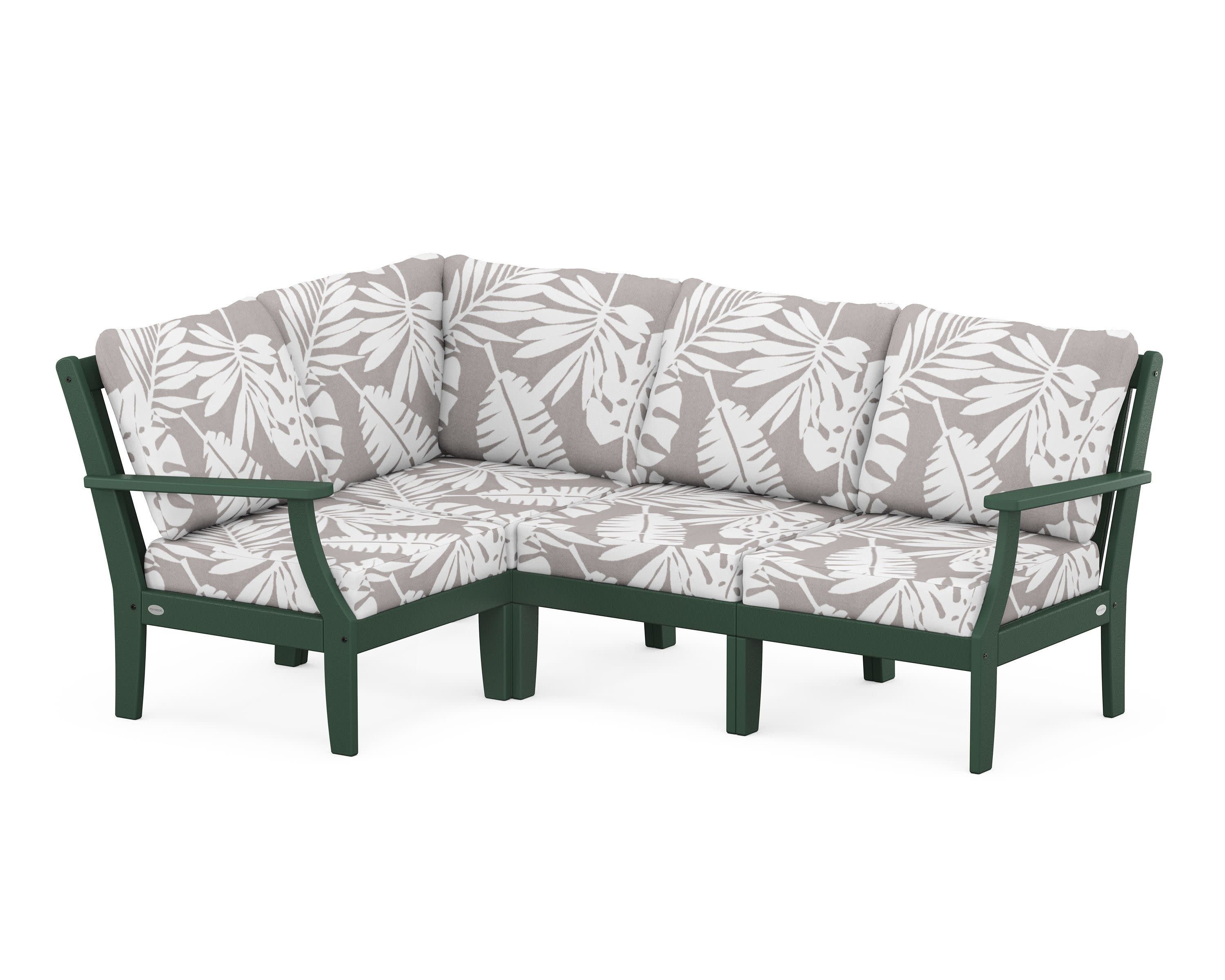 Braxton Modular 4-Piece Deep Seating Set in Green / Leaf Grey Mist