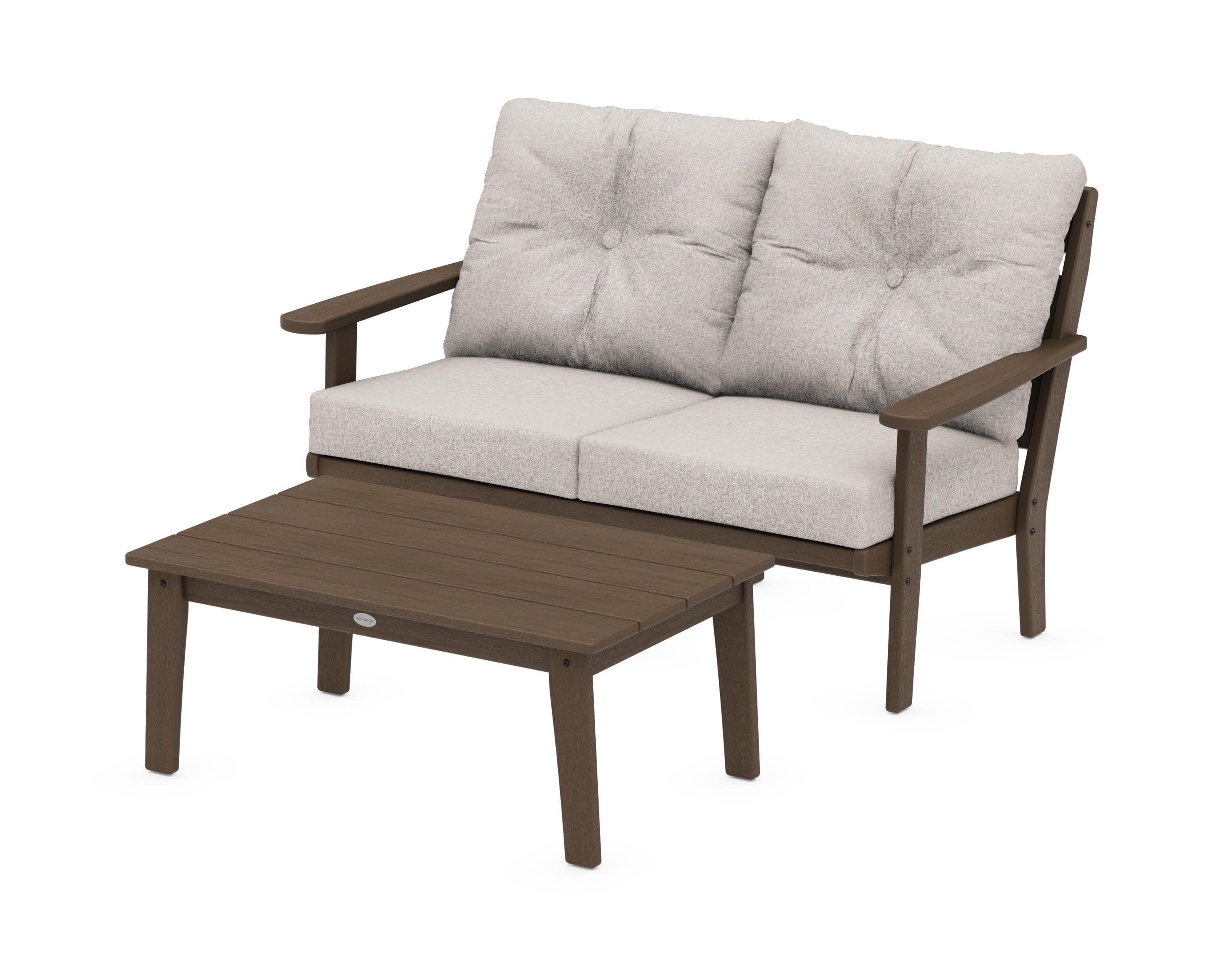 Lakeside 2-Piece Lounge Loveseat Set in Kona / Weathered Tweed