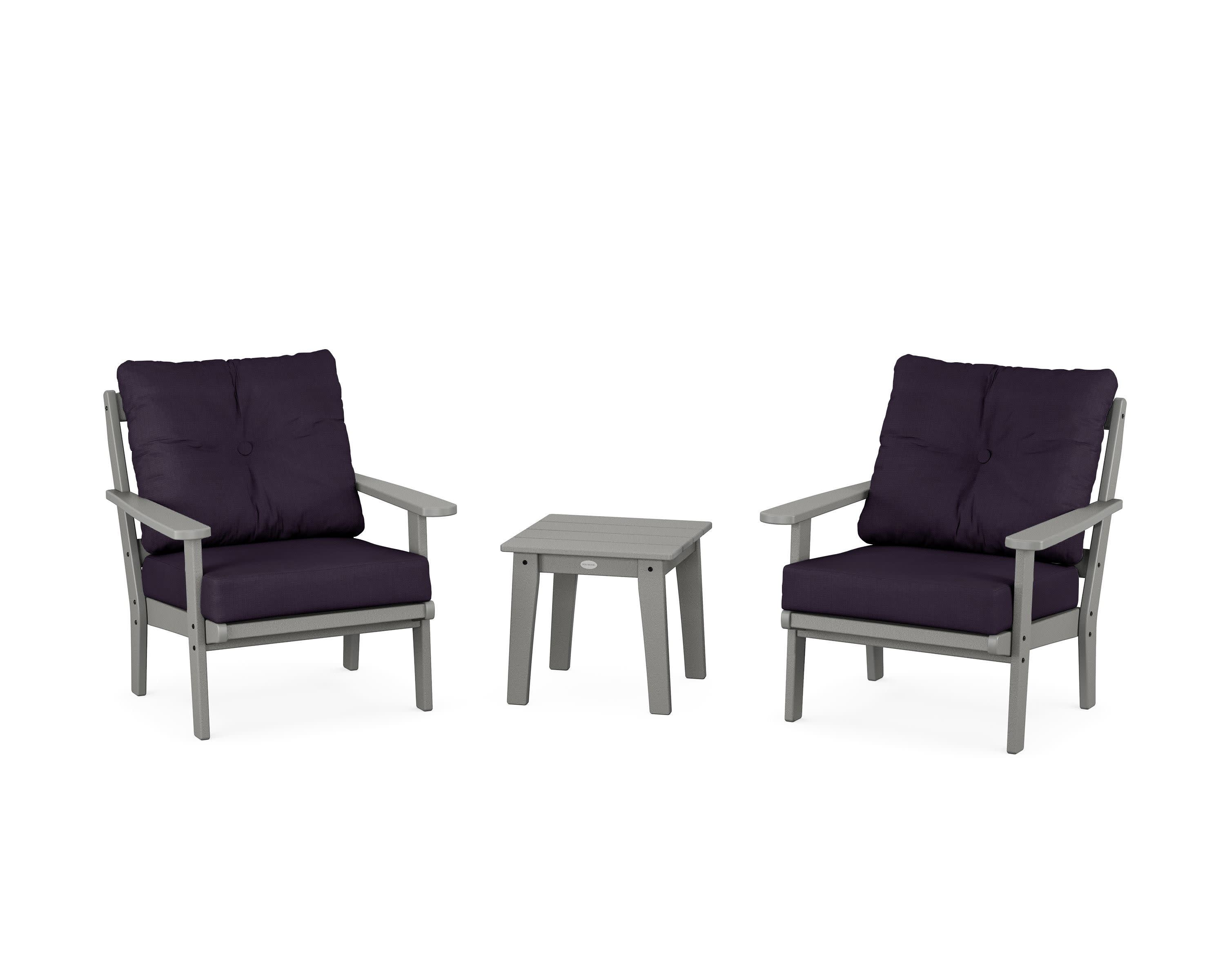 Mission 3-Piece Deep Seating Set in Slate Grey / Navy Linen
