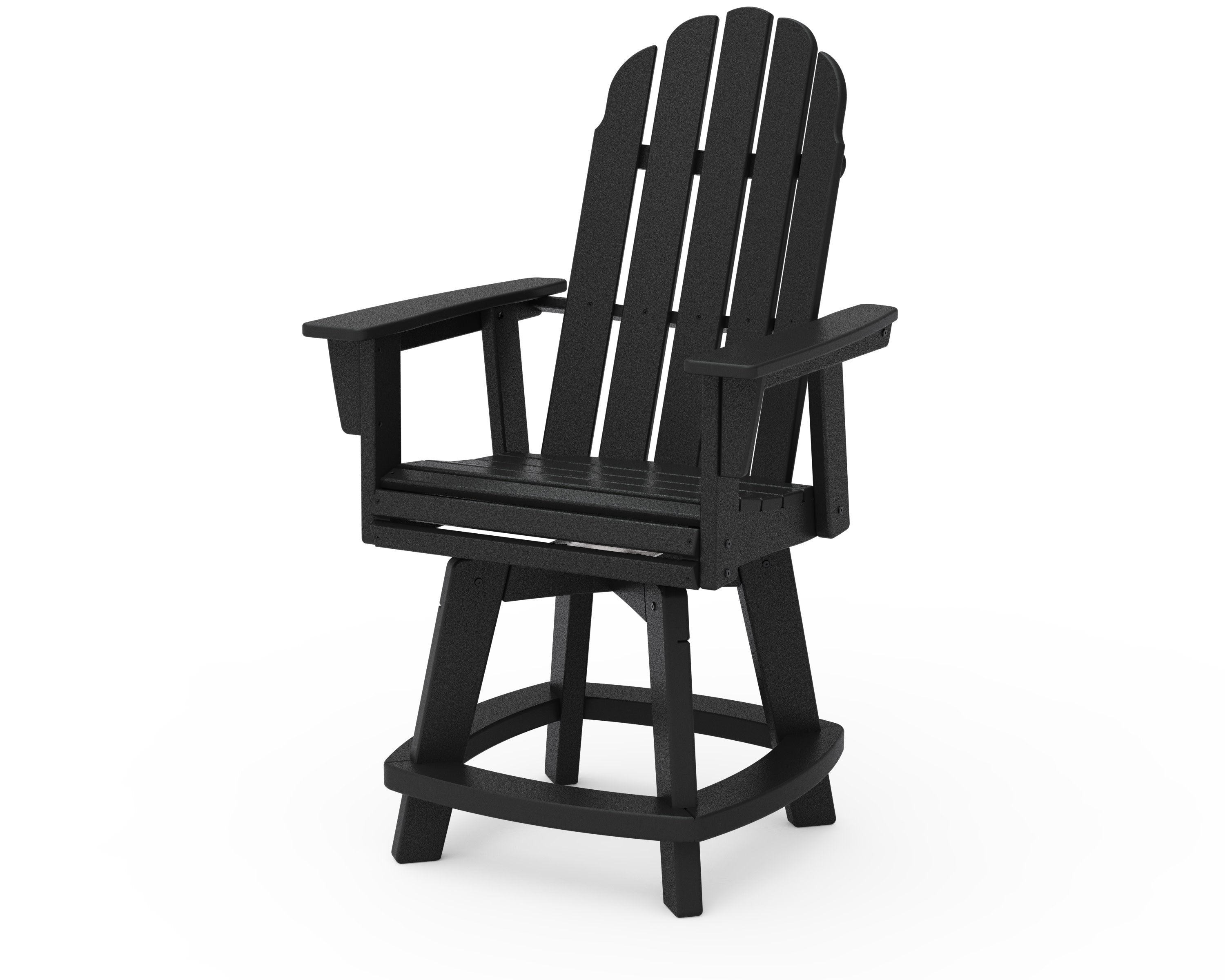 Vineyard Curveback Adirondack Swivel Counter Chair in Black