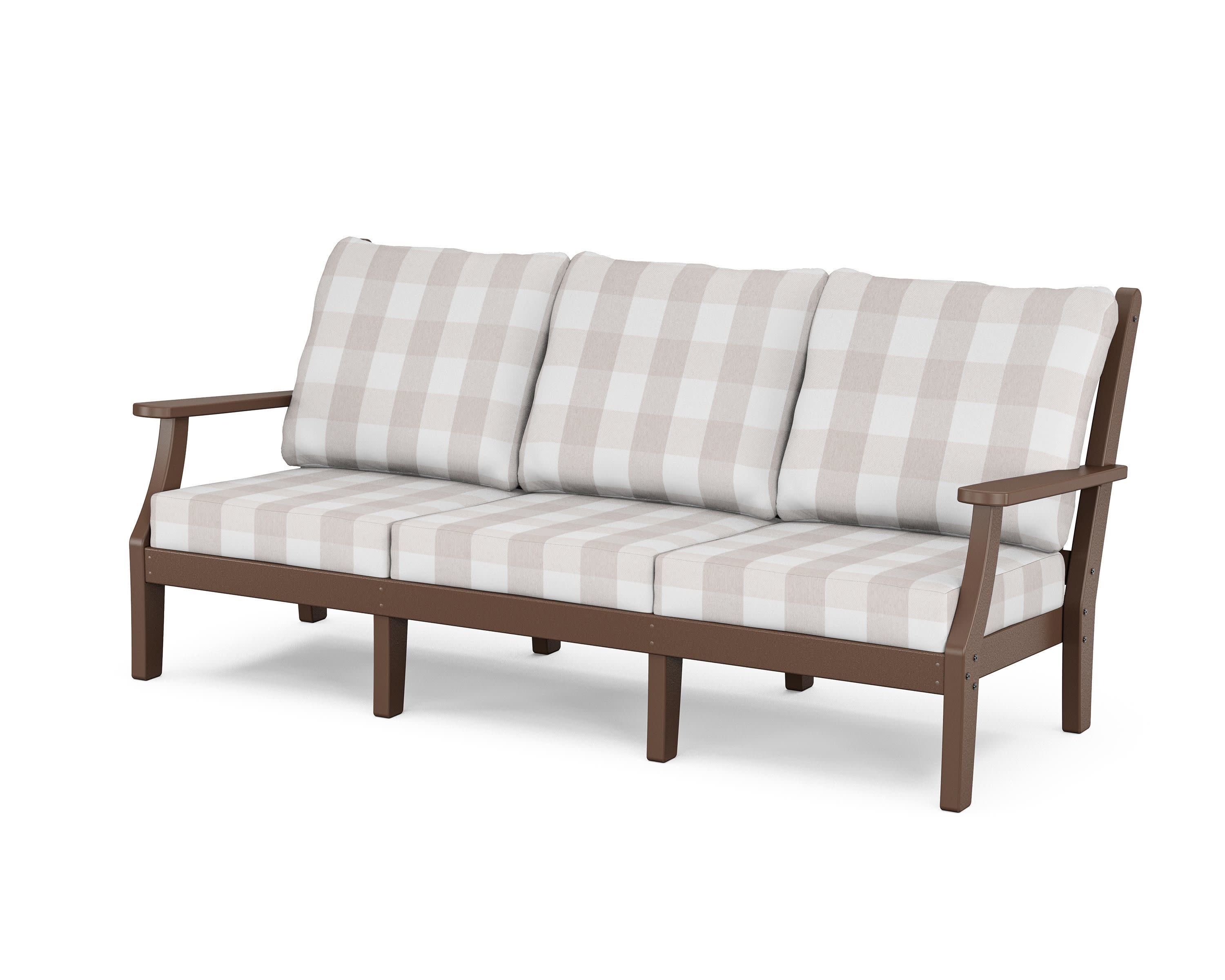 Wovendale Deep Seating Sofa in Mahogany / Buffalo Plaid Dune Burlap