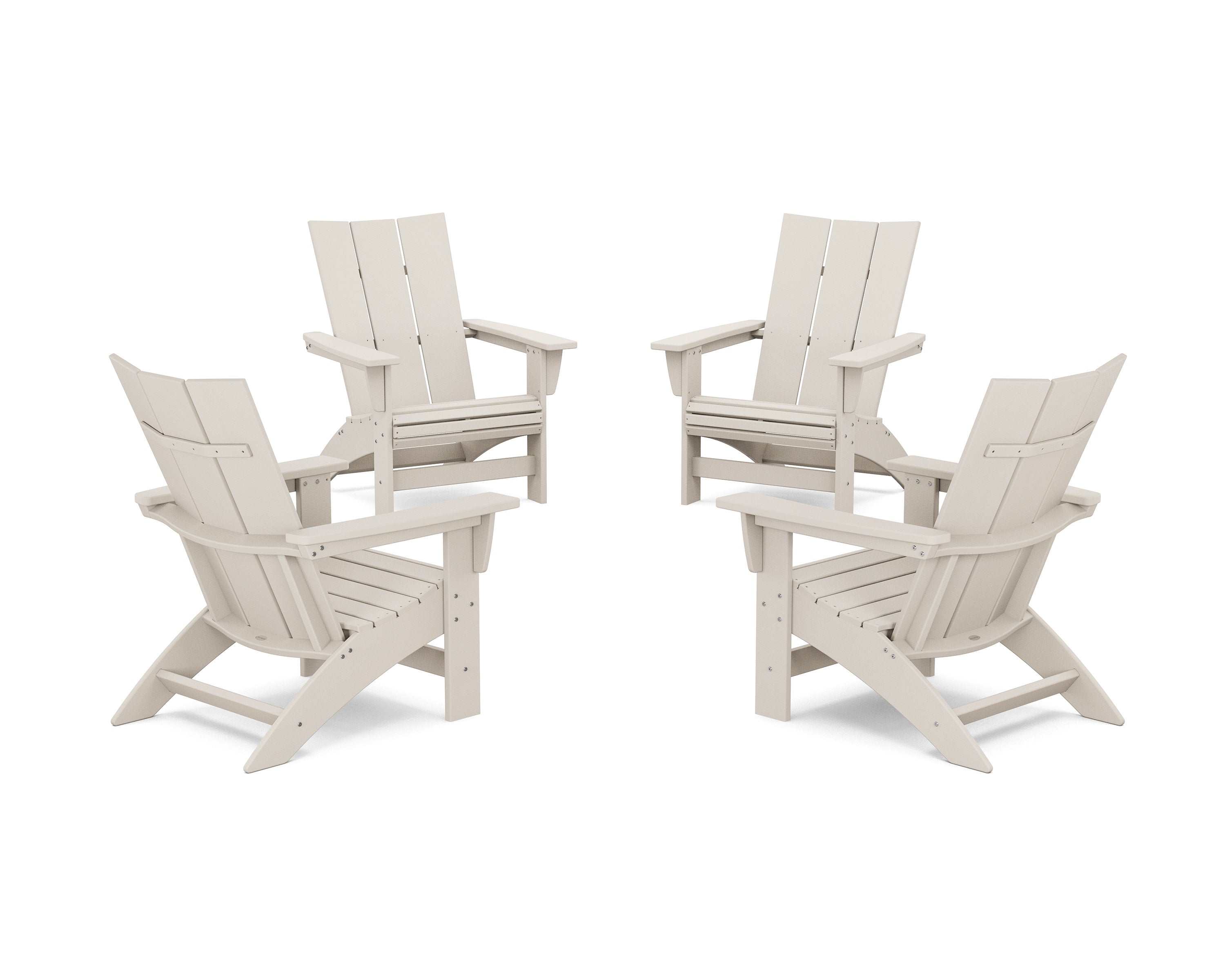 4-Piece Modern Grand Adirondack Chair Conversation Set in Sand