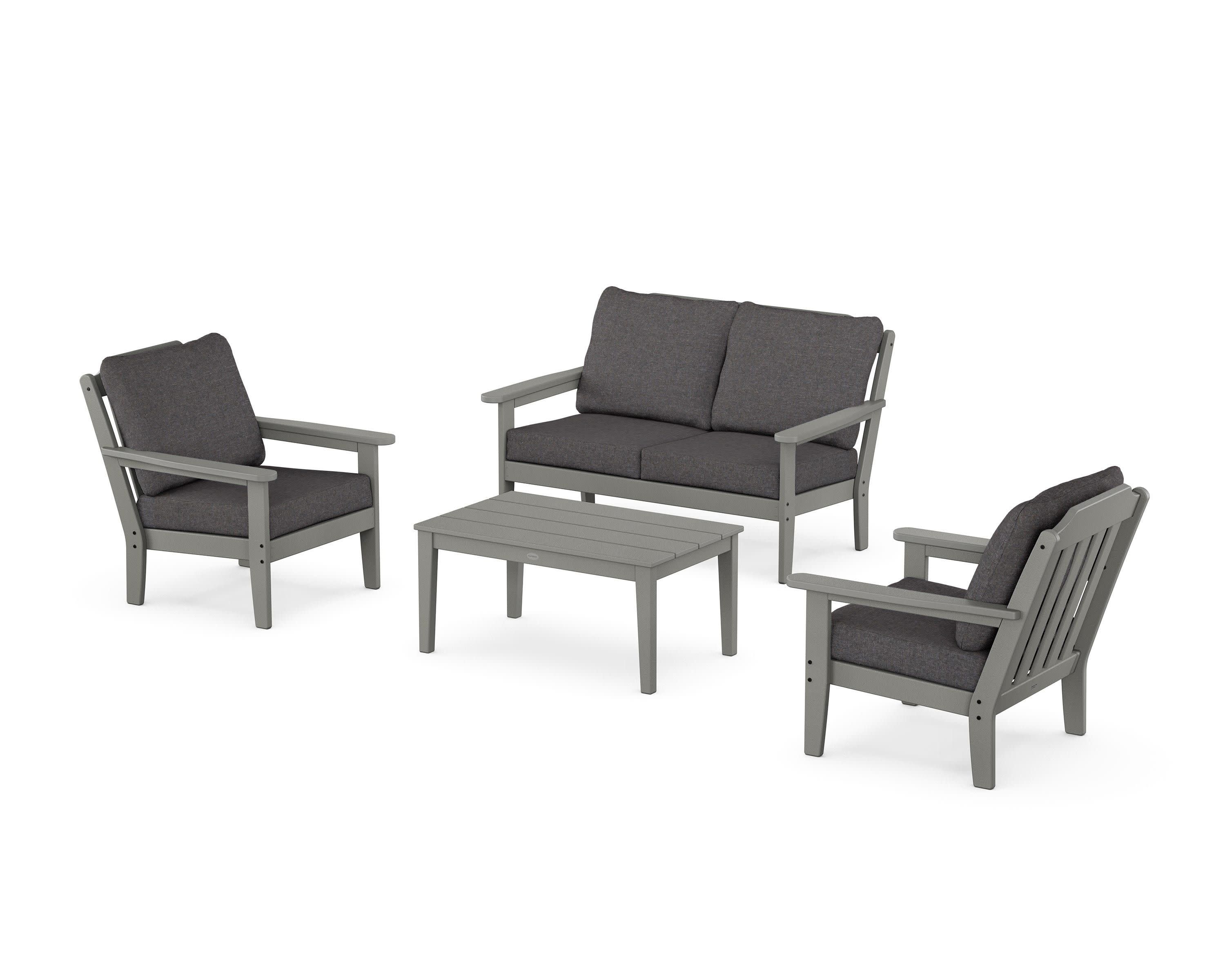 Cottage 4-Piece Deep Seating Set with Loveseat in Slate Grey / Ash Charcoal