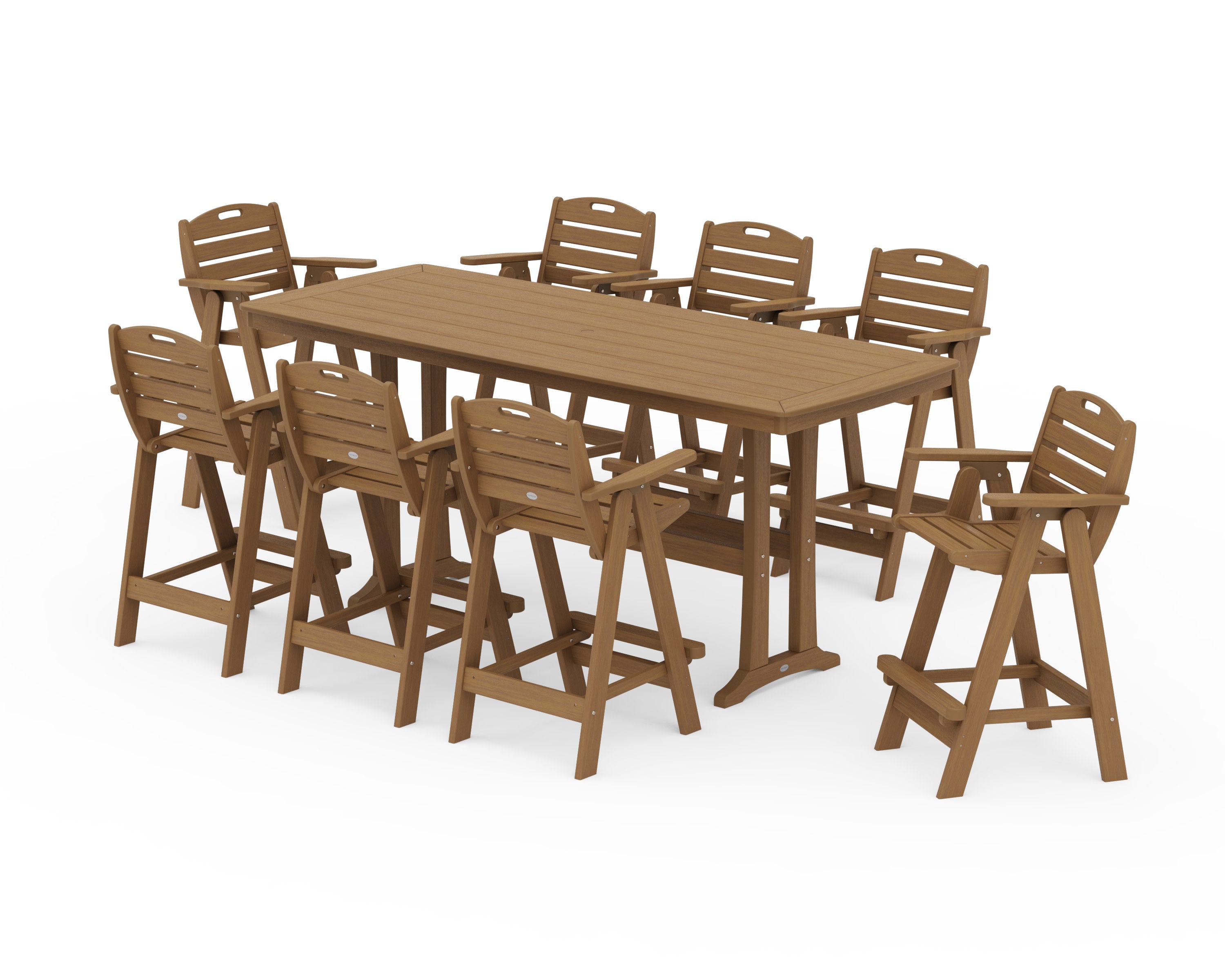 Nautical 9-Piece Bar Set with Trestle Legs in Natural