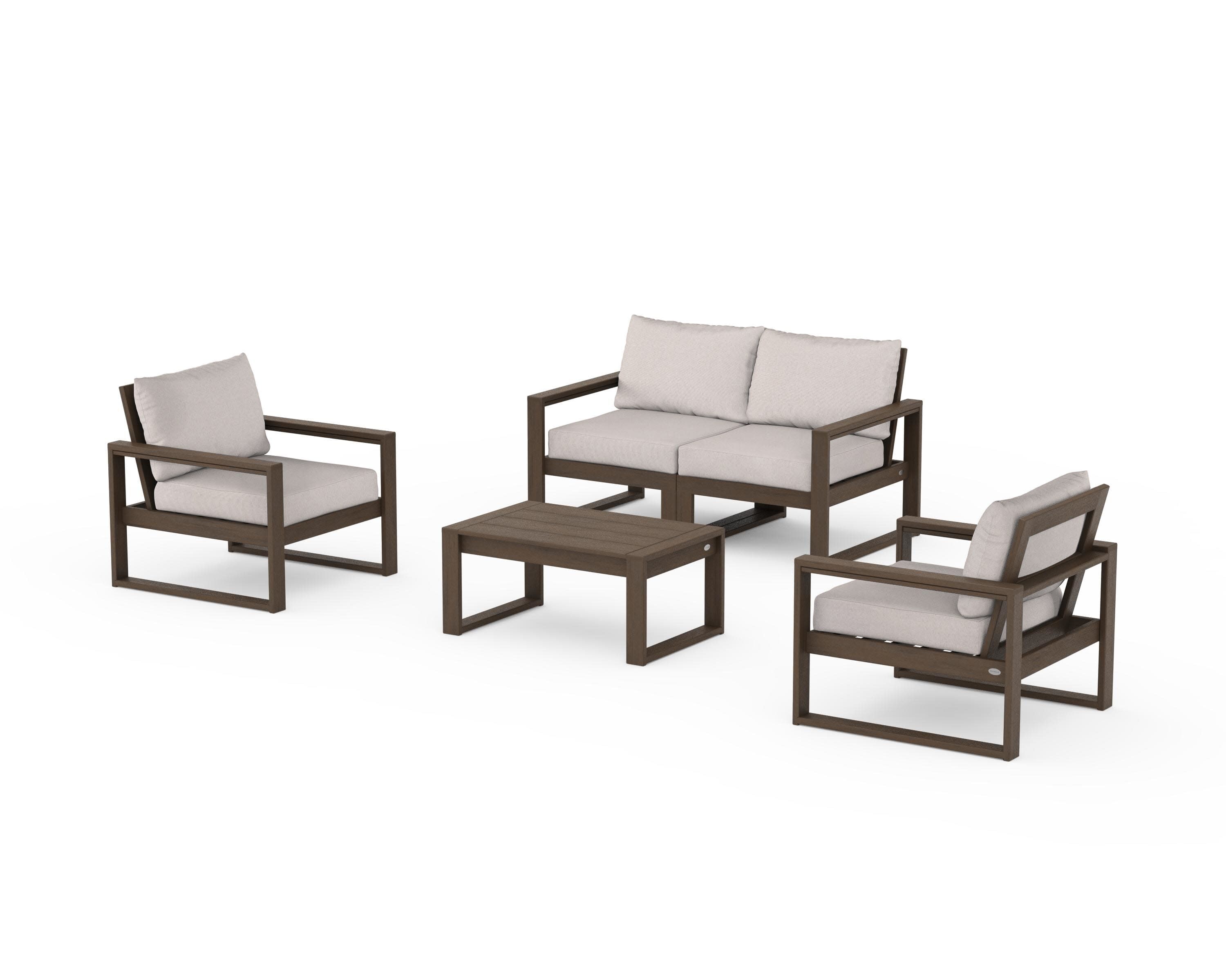 EDGE Sectional 4-Piece Deep Seating Set with Loveseat in Kona / Dune Burlap