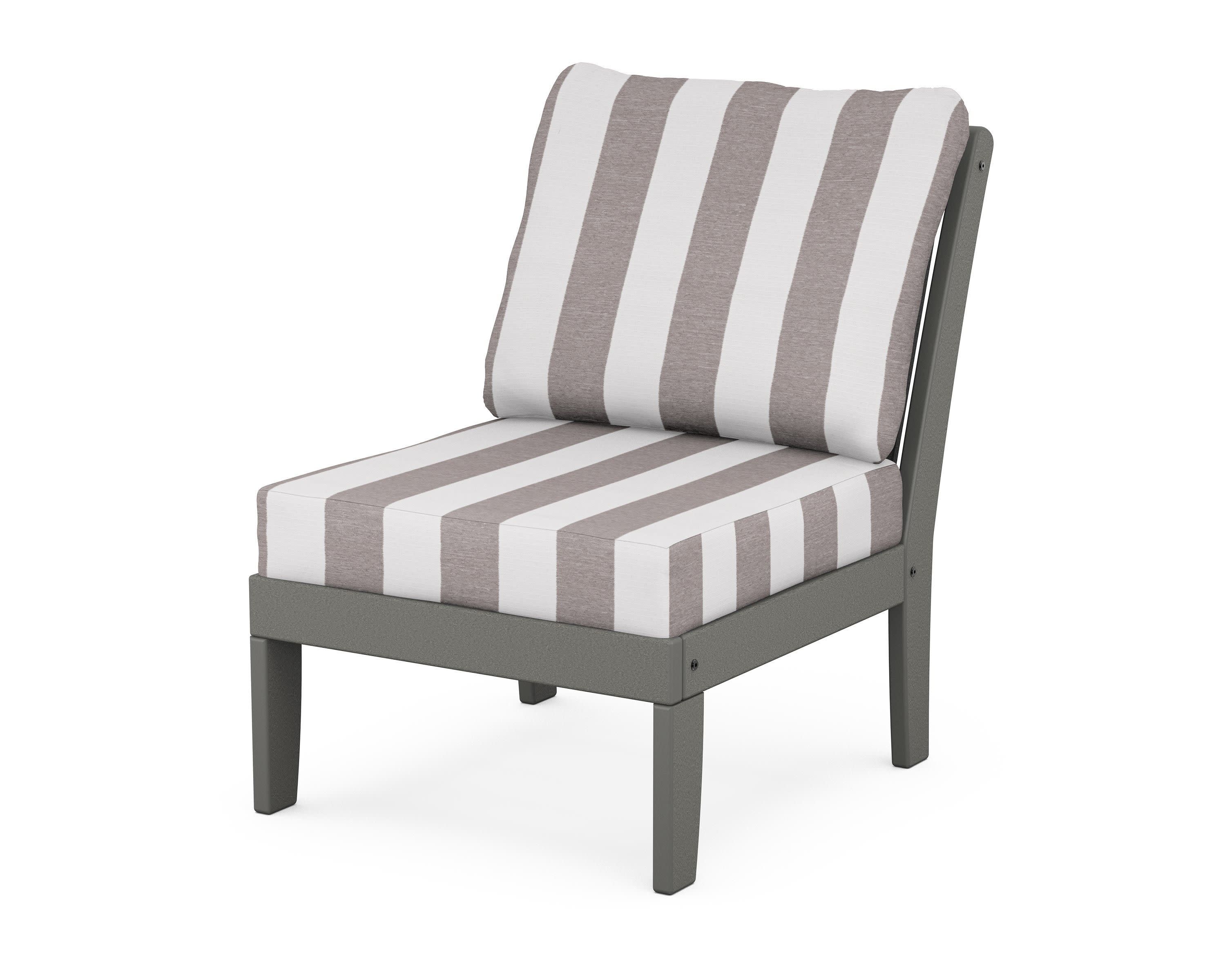 Braxton Modular Armless Chair in Slate Grey / Cabana Stripe Grey Mist
