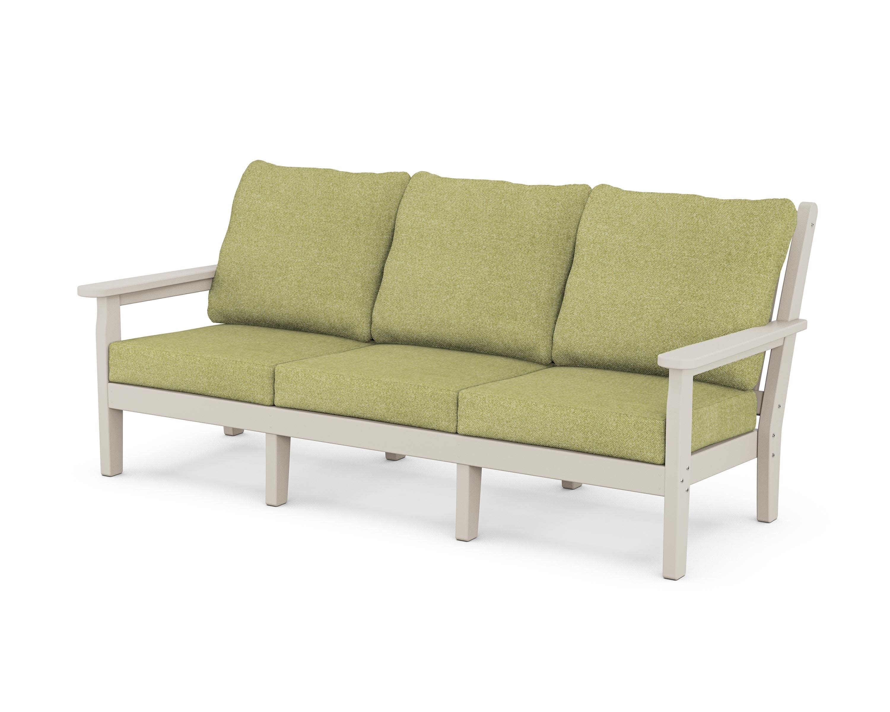 Chippendale Deep Seating Sofa in Sand / Chartreuse Boucle