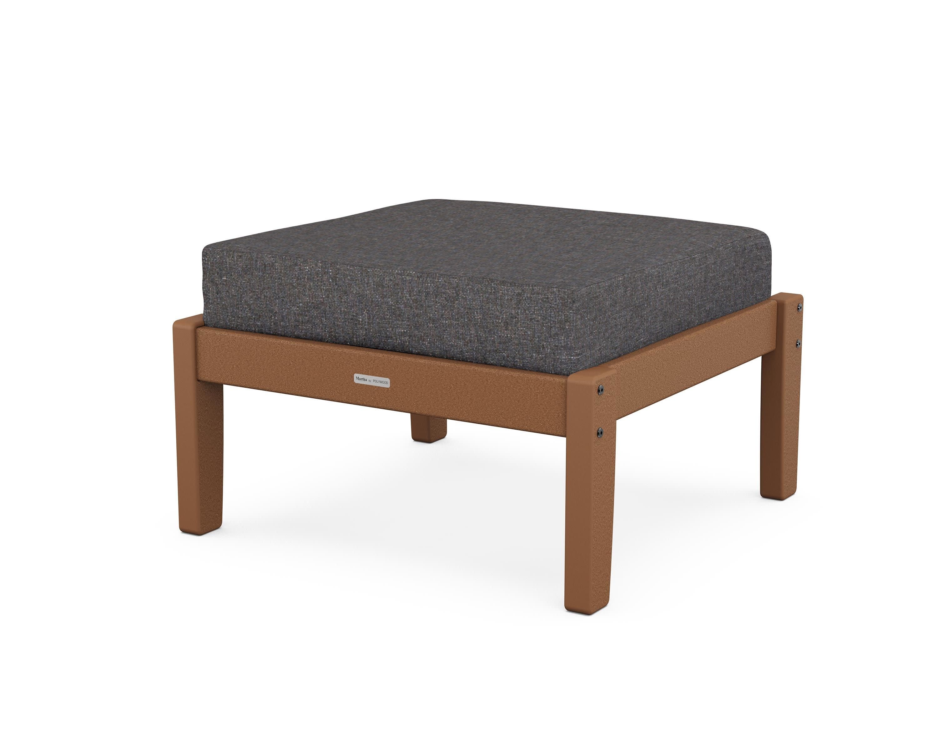 Chinoiserie Deep Seating Ottoman in Teak / Ash Charcoal