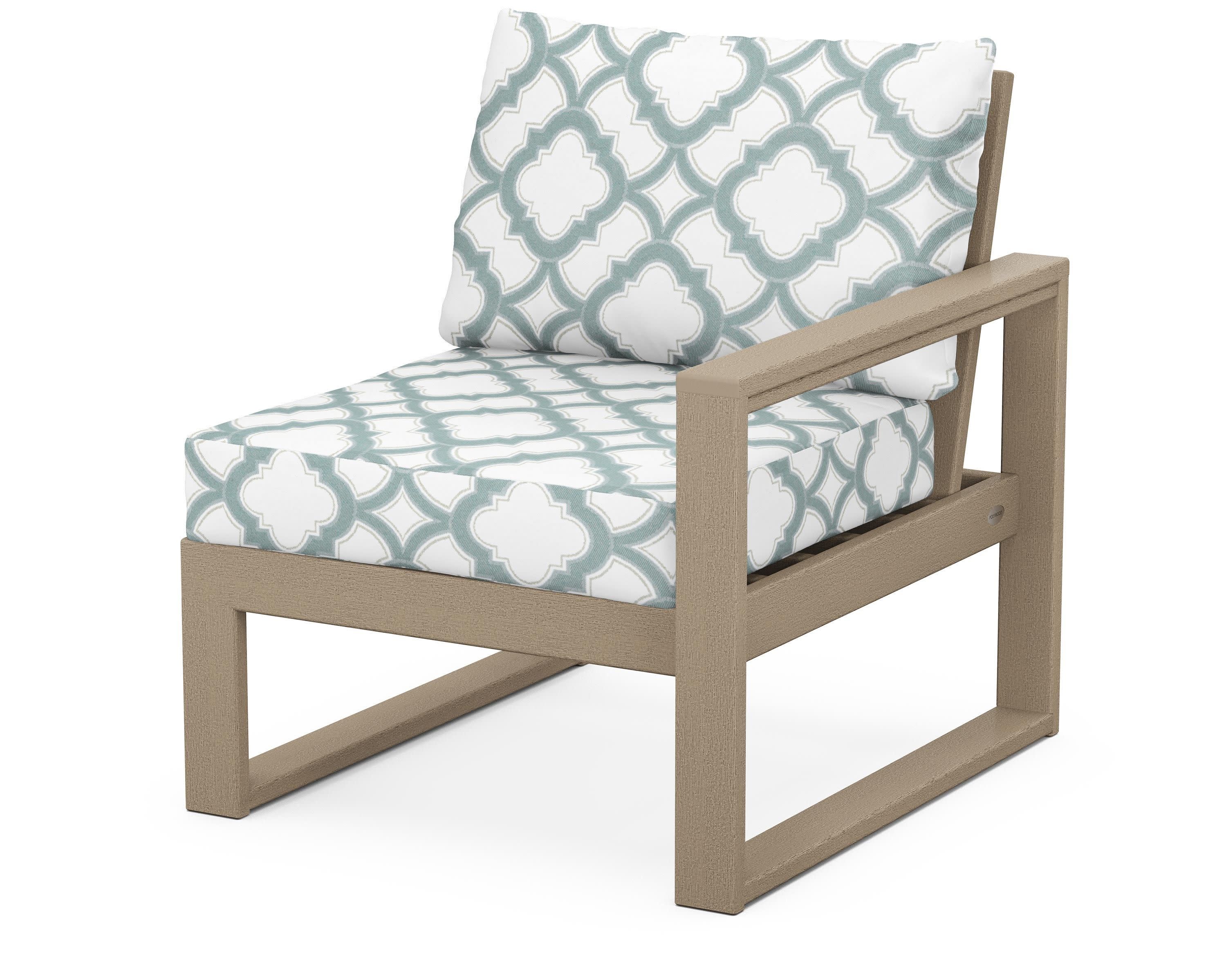 EDGE Modular Right Arm Chair in Vintage Sahara / Trellis Glacier Spa