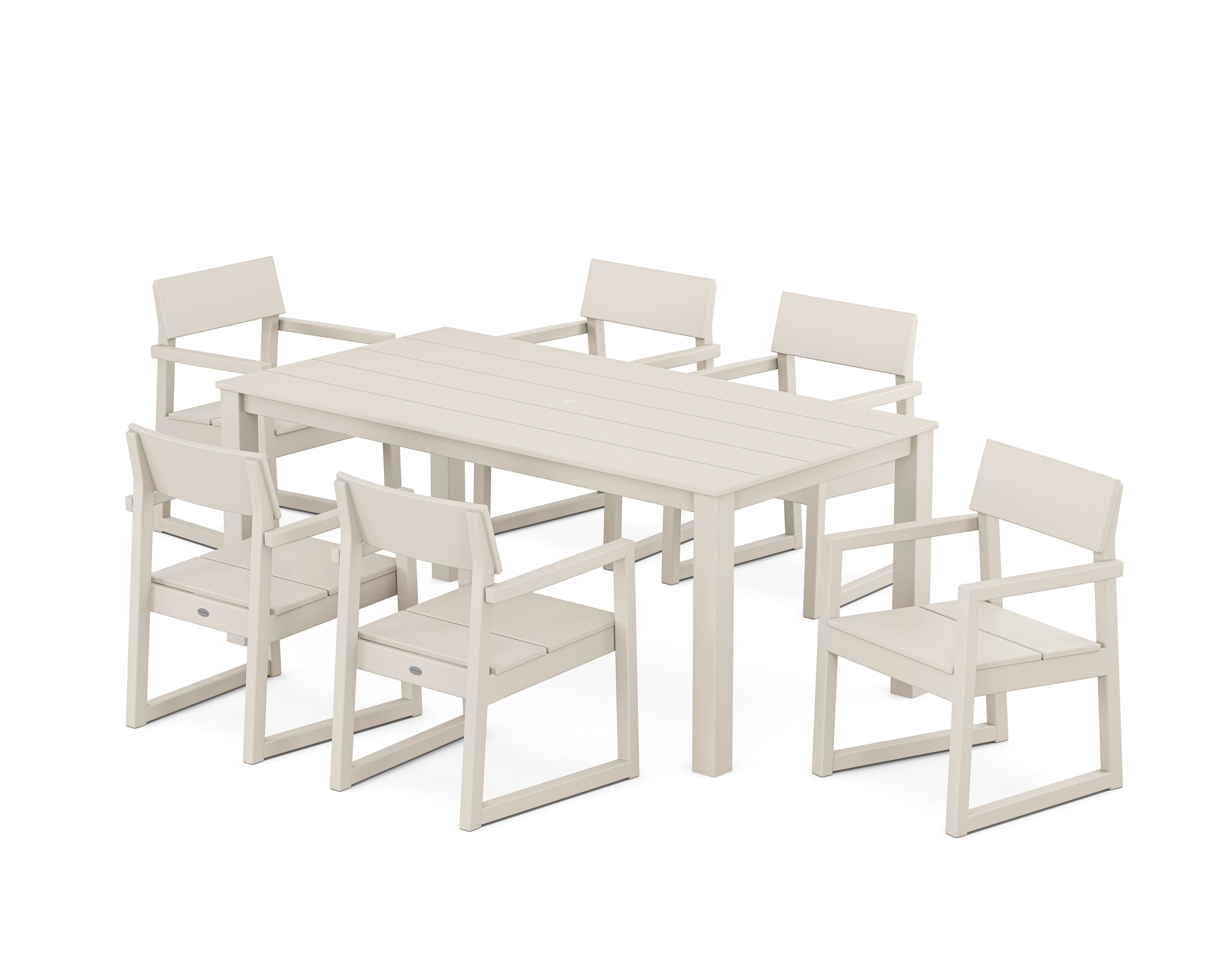 EDGE Arm Chair 7-Piece Parsons Dining Set in Sand