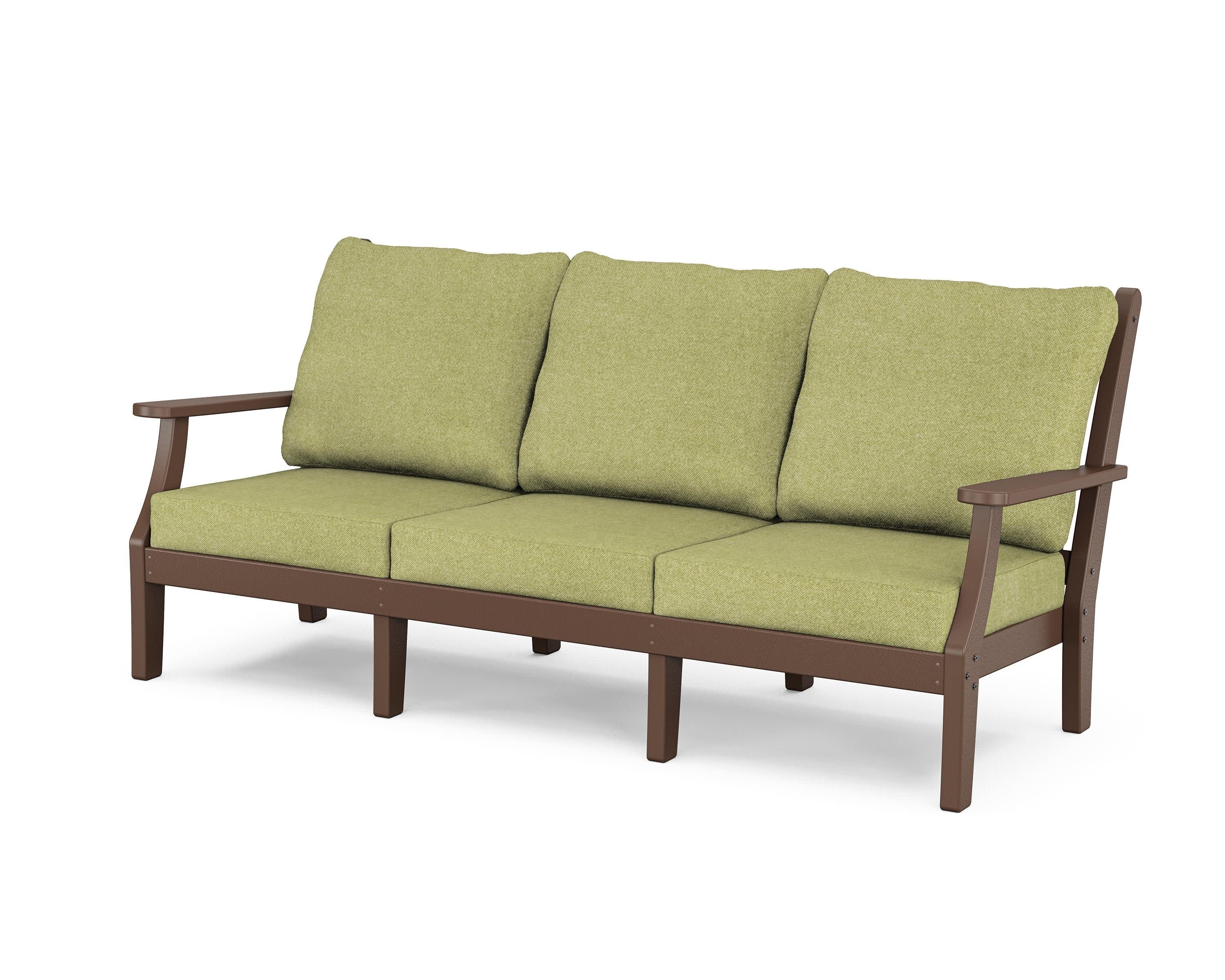 Wovendale Deep Seating Sofa in Mahogany / Chartreuse Boucle