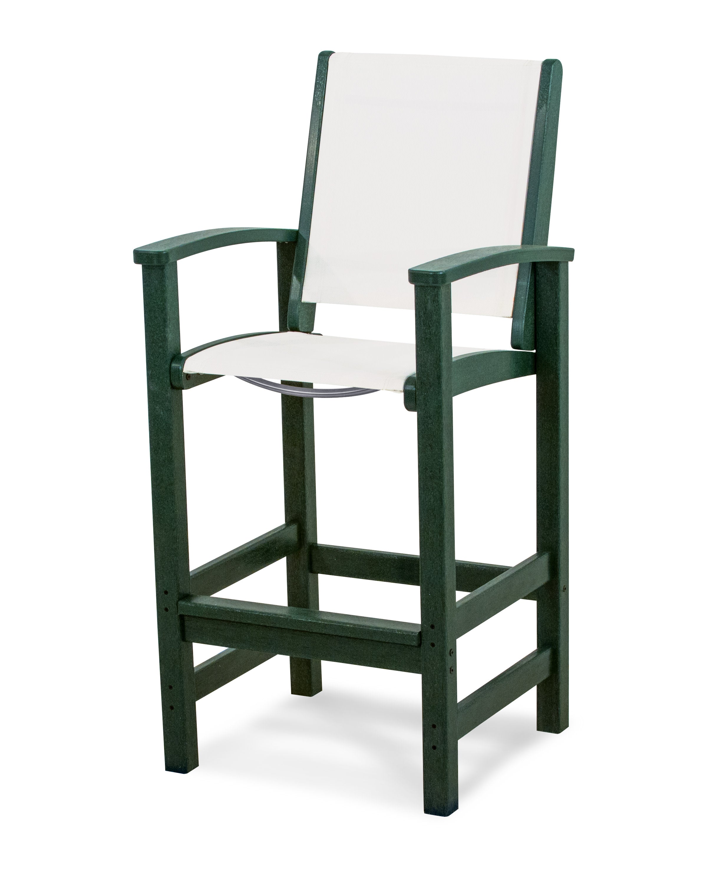 Coastal Bar Chair in Green / White Sling