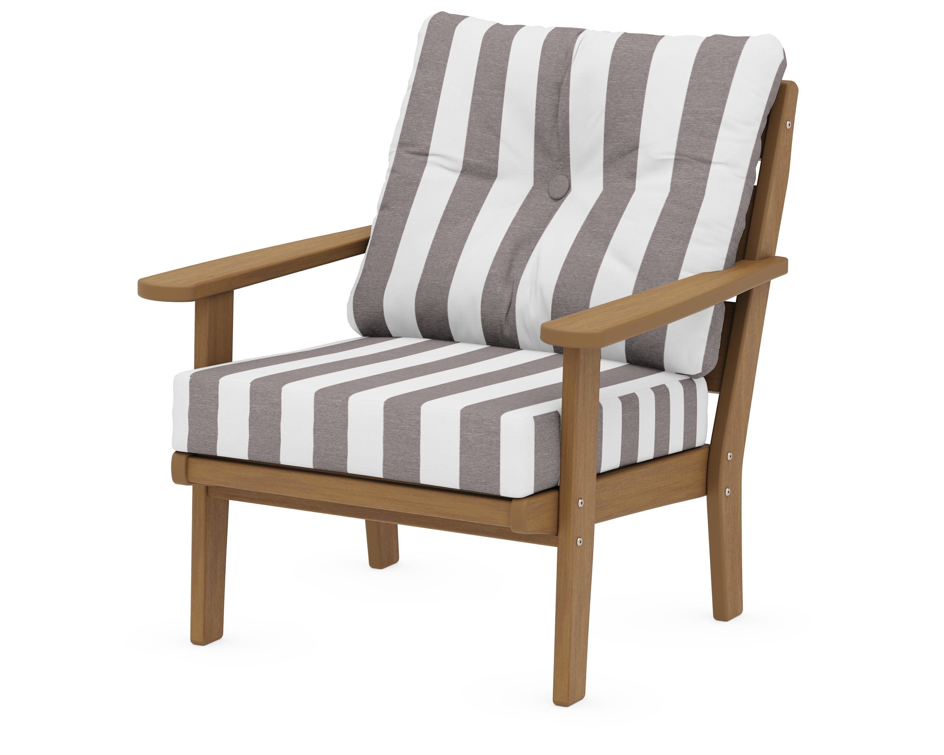 Lakeside Deep Seating Chair in Natural / Cabana Stripe Grey Mist