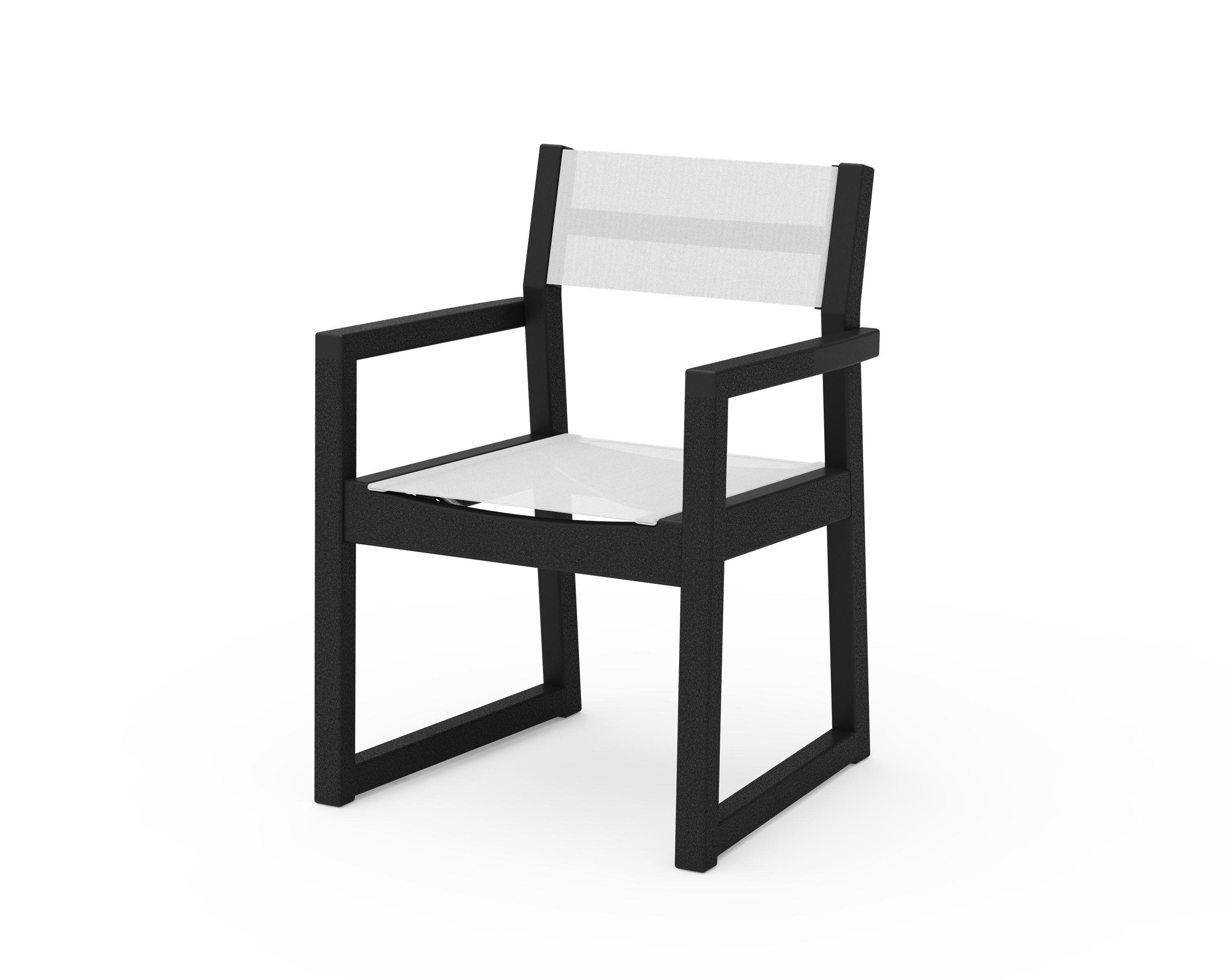 EDGE Sling Dining Arm Chair in Black / White Sling