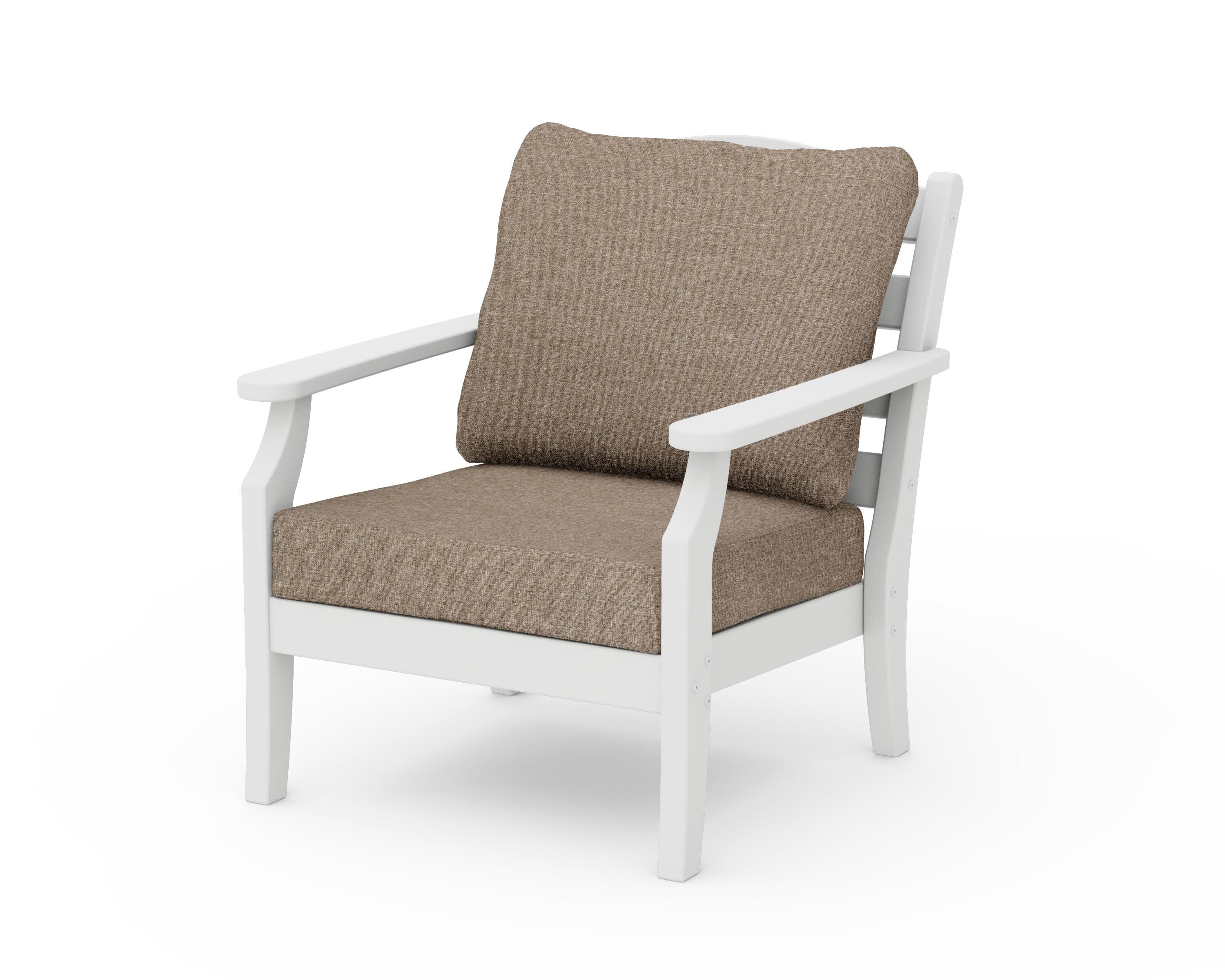 Savannah Deep Seating Chair in White / Spiced Burlap