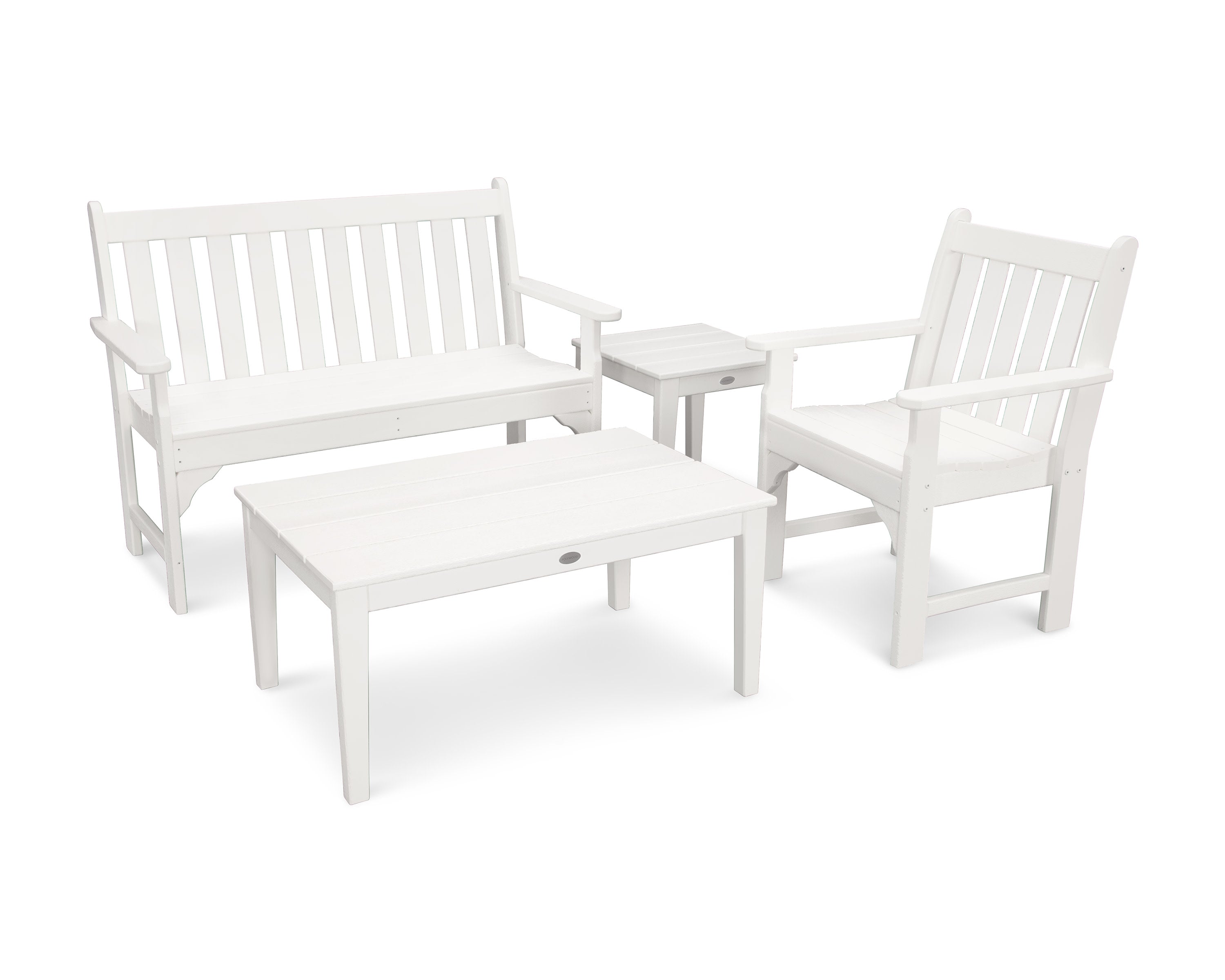 Vineyard 4-Piece Bench Seating Set in White